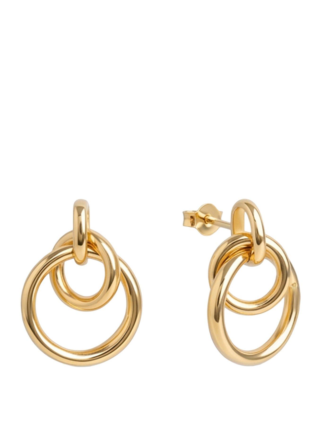 Image 1 of 5 of The Love Collection Gold Plated Sterling Silver Interlocking Ring Droppers