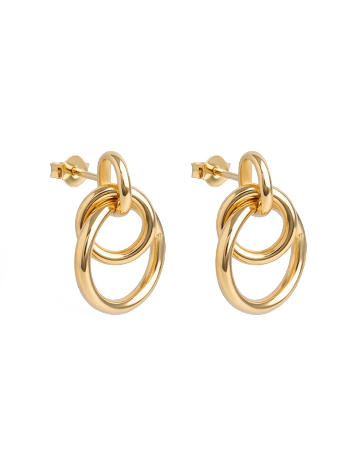 Image 3 of 5 of The Love Collection Gold Plated Sterling Silver Interlocking Ring Droppers