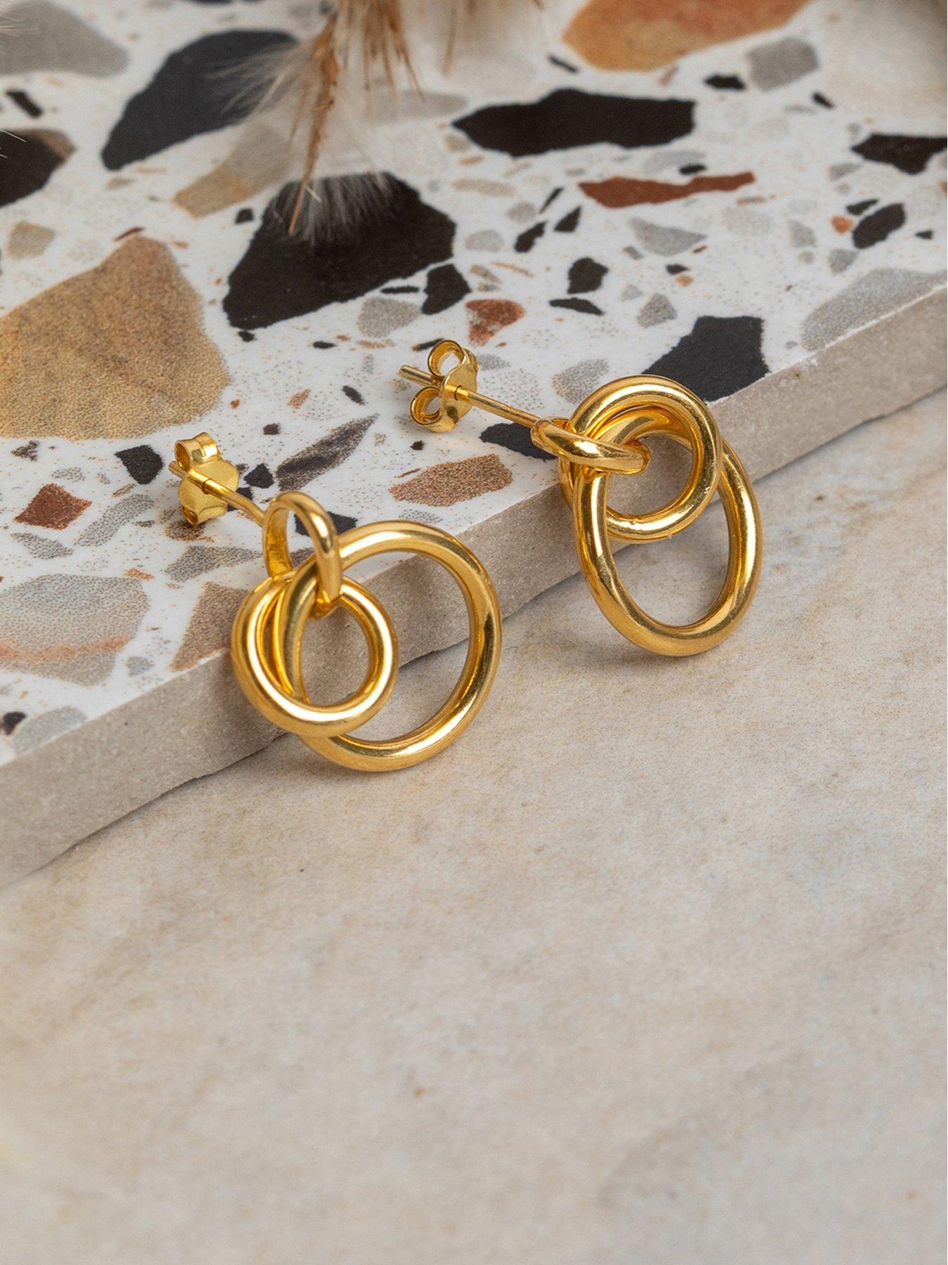 Image 4 of 5 of The Love Collection Gold Plated Sterling Silver Interlocking Ring Droppers