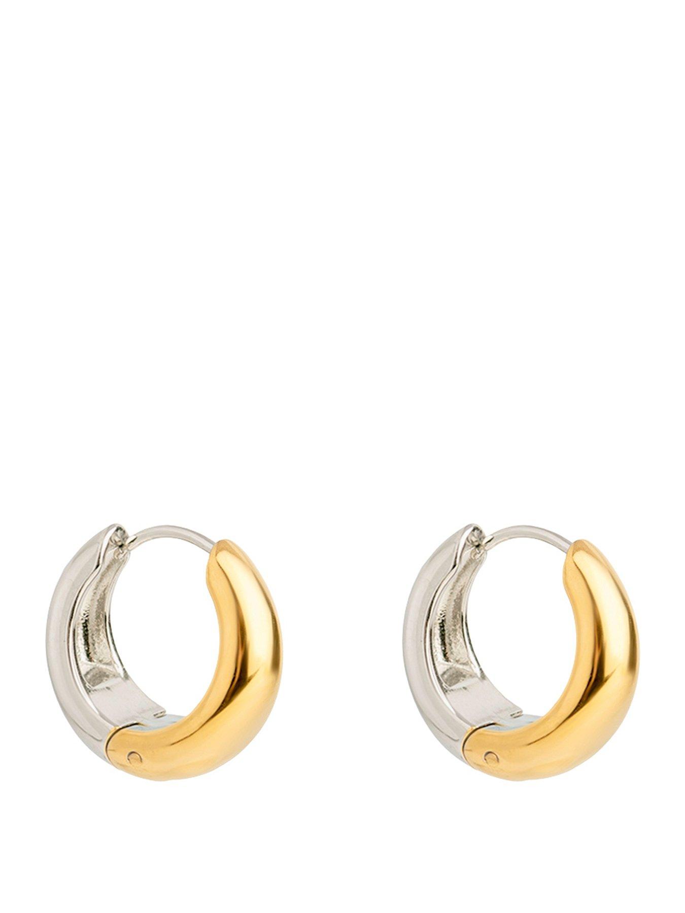 The Love Collection Gold Plated Stainless Steel Two-Tone Huggies