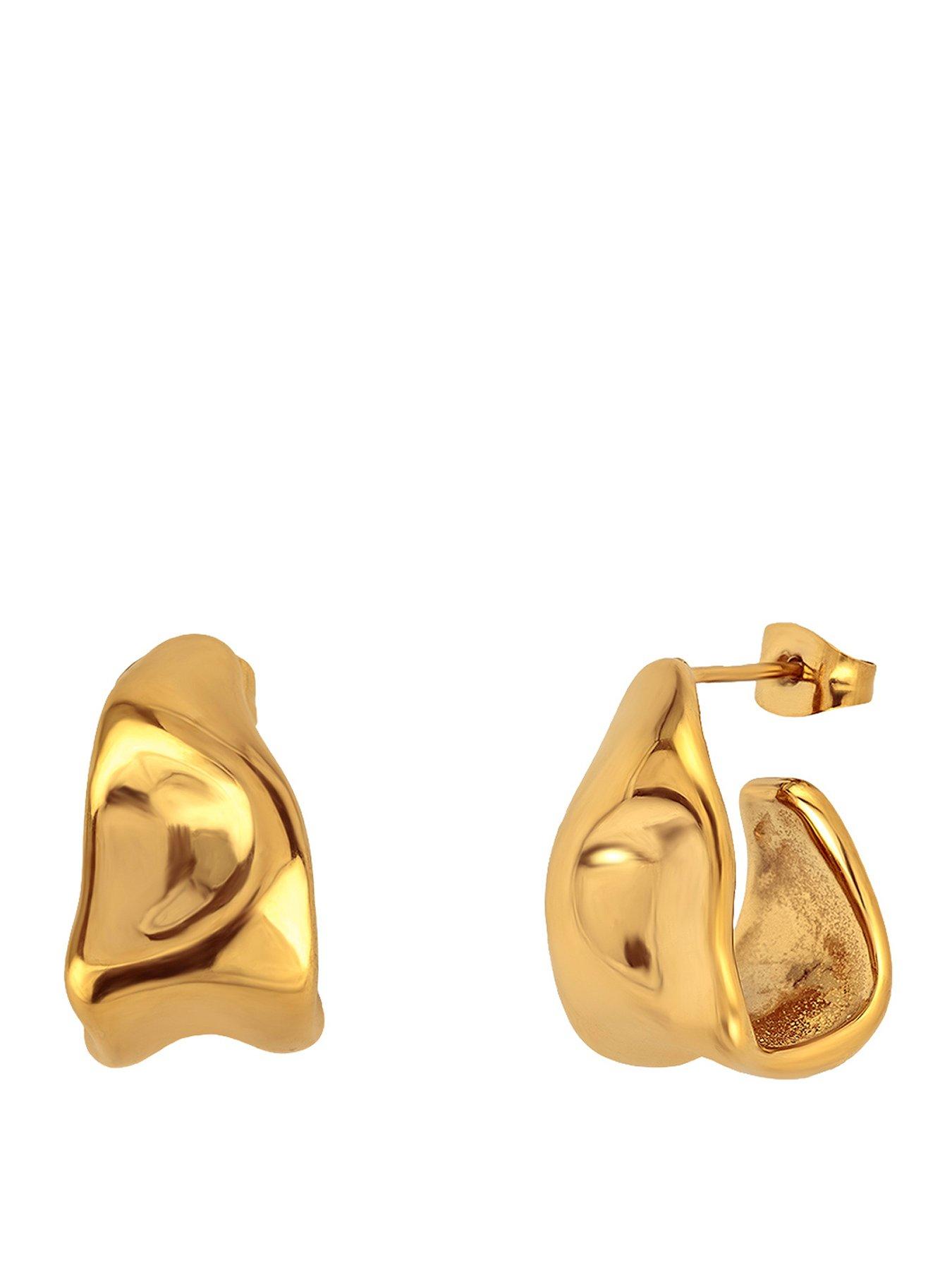 The Love Collection Gold Plated Stainless Steel Sculpural Molten Earrings