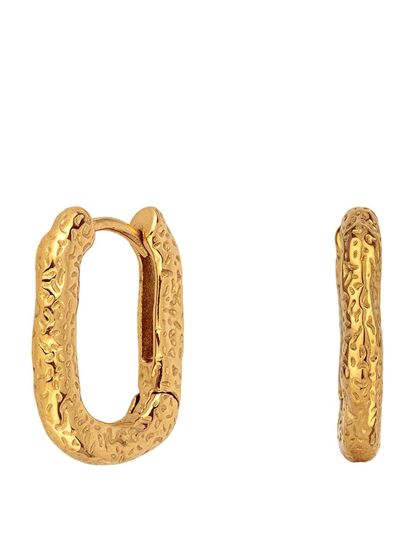 The Love Collection Gold Plated Stainless Steel Molten Squared Huggies