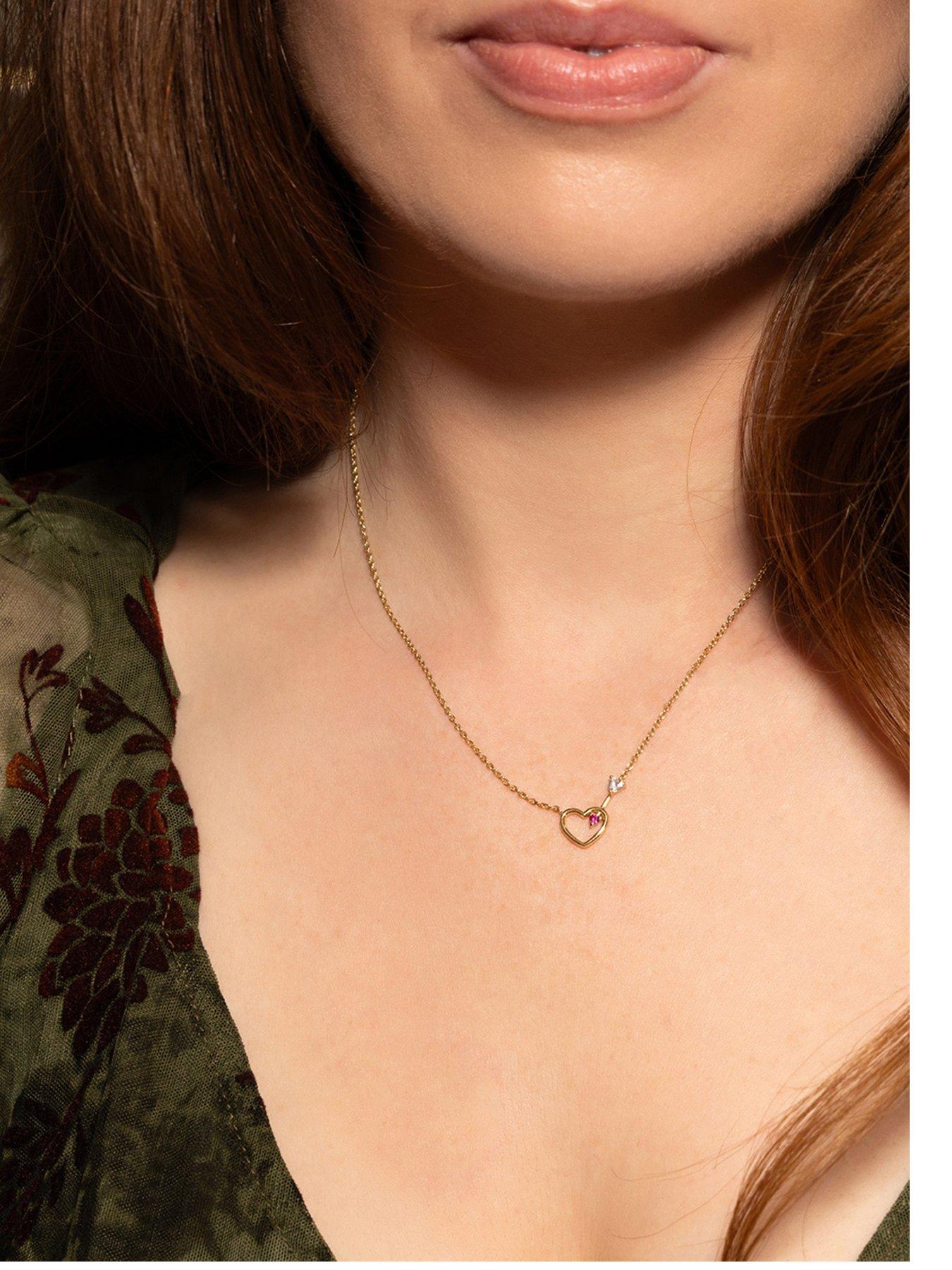 Image 1 of 5 of The Love Collection Womens Heart And Arrow Gift Boxed Necklace - Gold