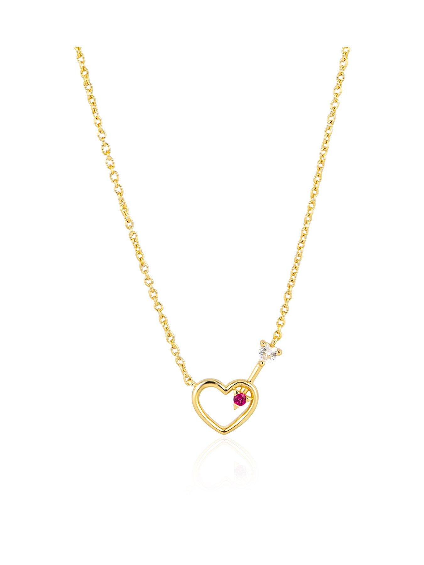 Image 2 of 5 of The Love Collection Womens Heart And Arrow Gift Boxed Necklace - Gold
