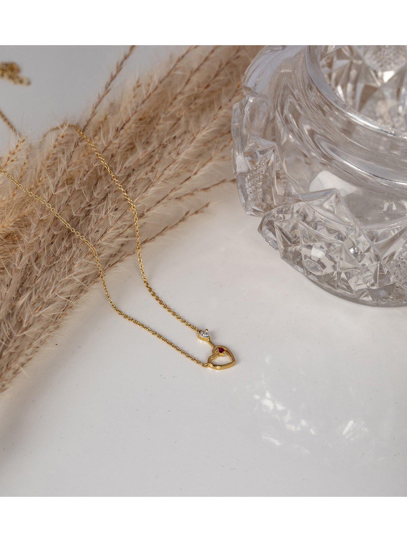 Image 4 of 5 of The Love Collection Womens Heart And Arrow Gift Boxed Necklace - Gold