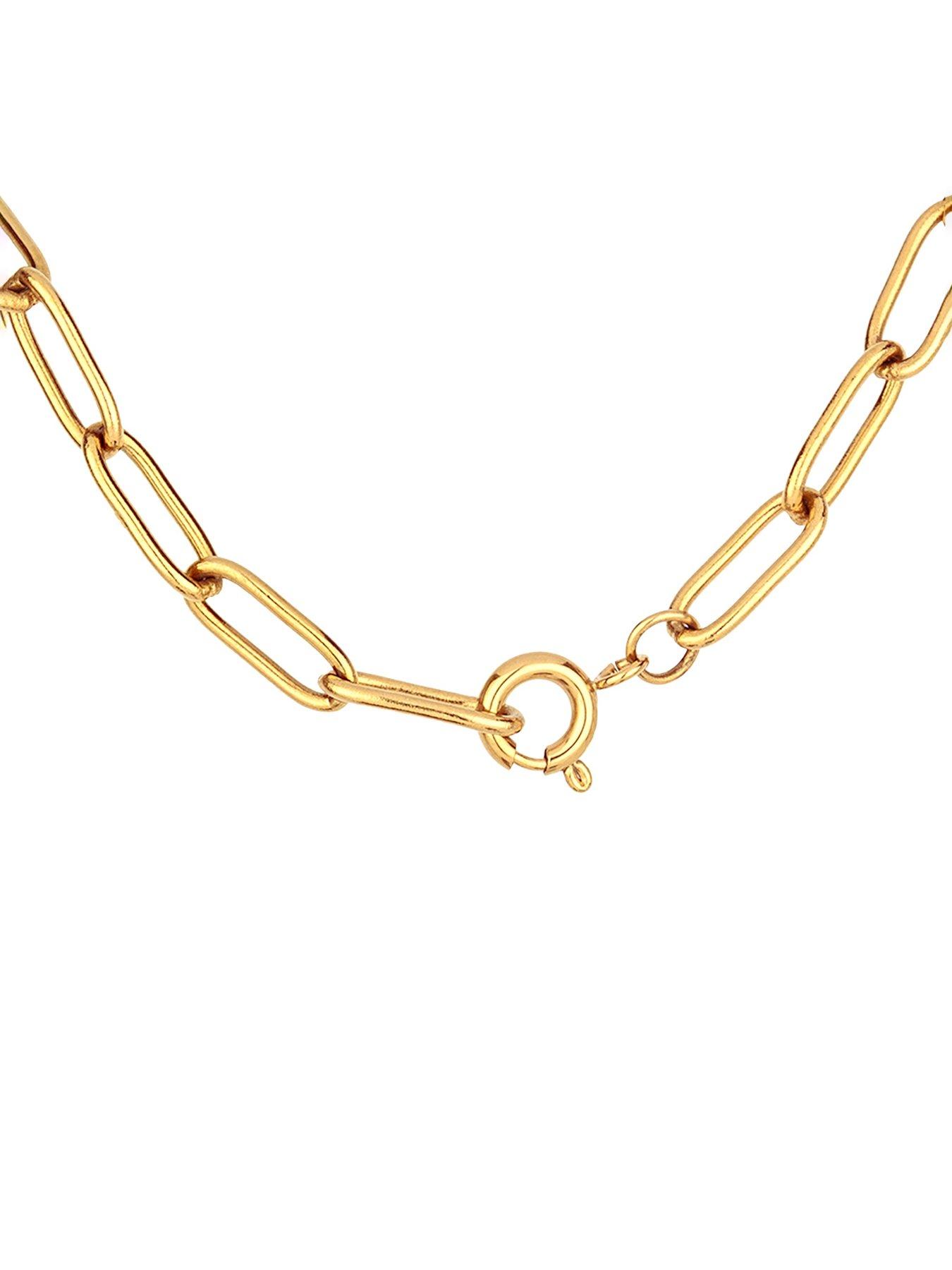 Image 3 of 5 of The Love Collection Gold Plated Stainless Steel Chunky Link and Freshwater Pearl Necklace