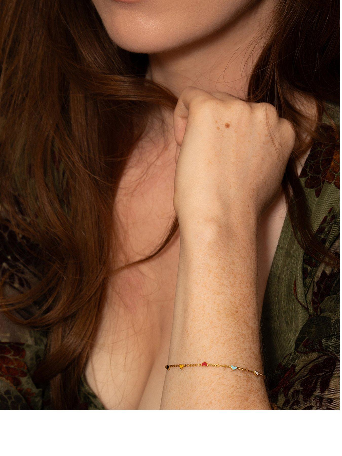 Image 1 of 4 of The Love Collection Gold Plated Sterling Silver Tiny Heart Multi Bracelet