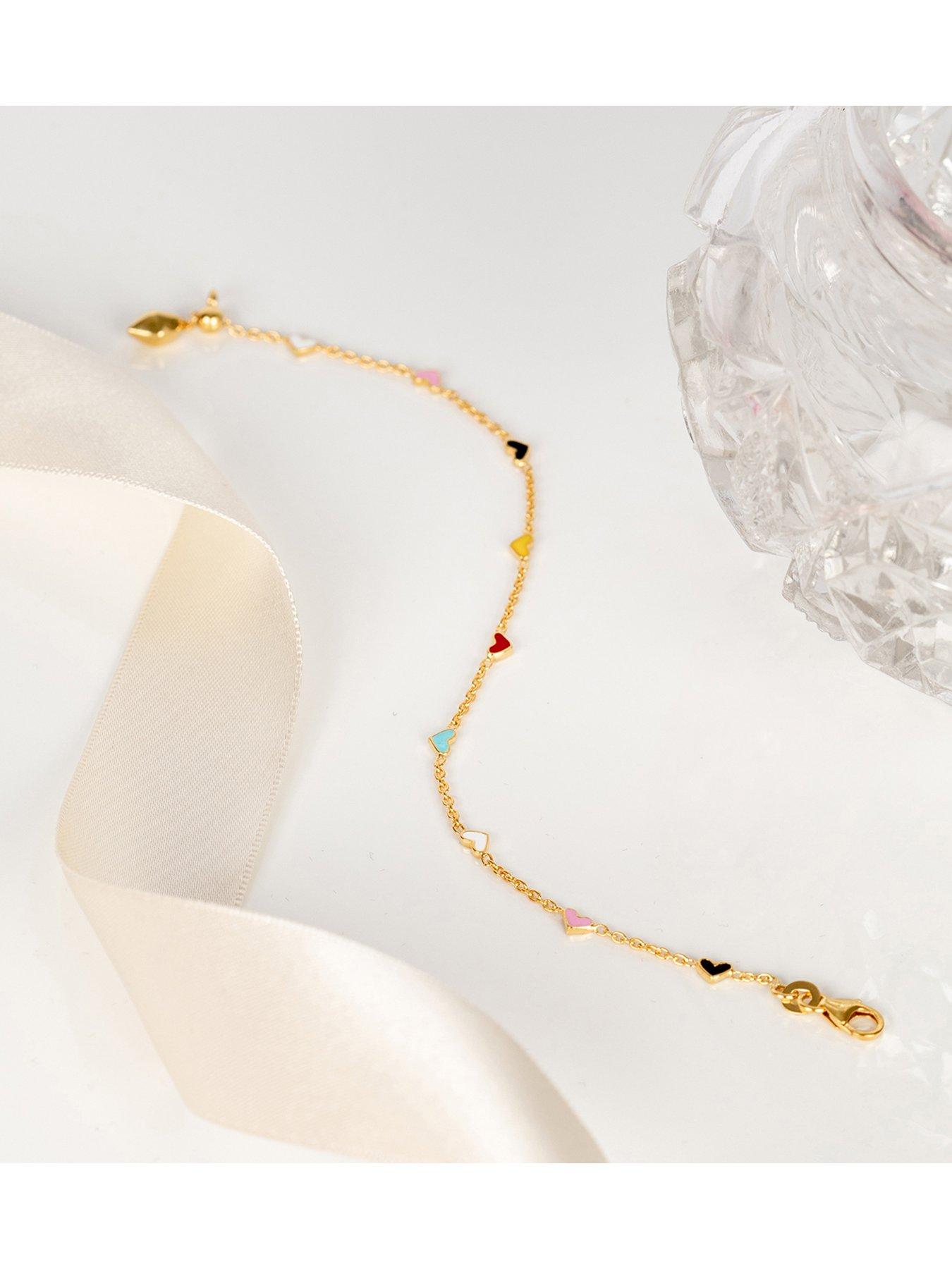Image 3 of 4 of The Love Collection Gold Plated Sterling Silver Tiny Heart Multi Bracelet