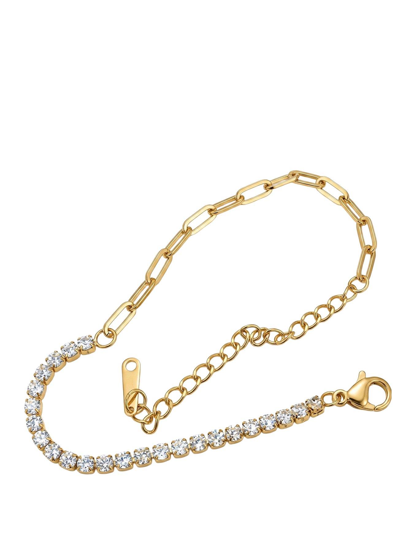 Image 1 of 4 of The Love Collection Gold Plated Stainless Steel Tennis and Chunky Link Bracelet