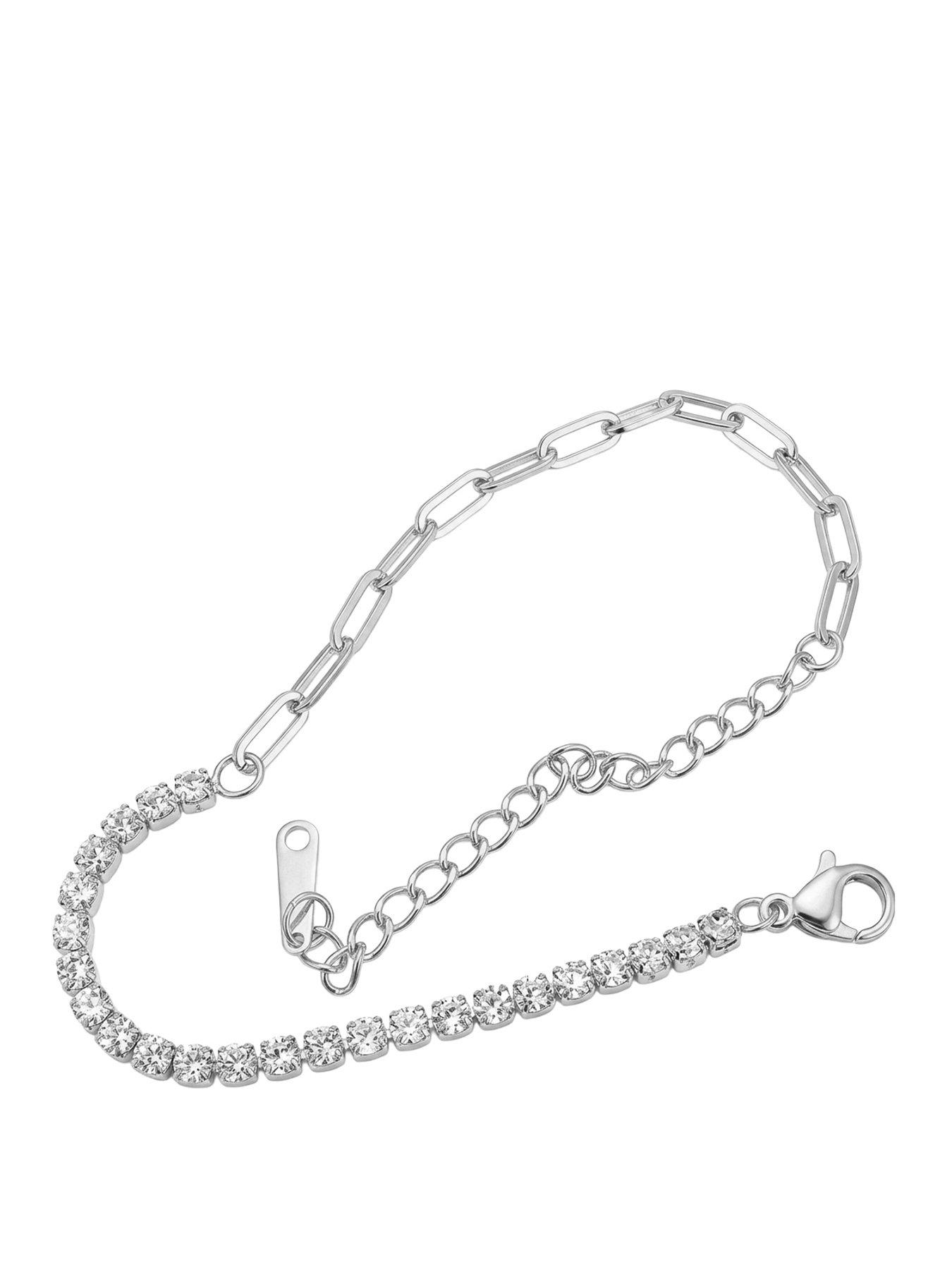 Image 1 of 4 of The Love Collection Stainless Steel Tennis and Chunky Link Bracelet