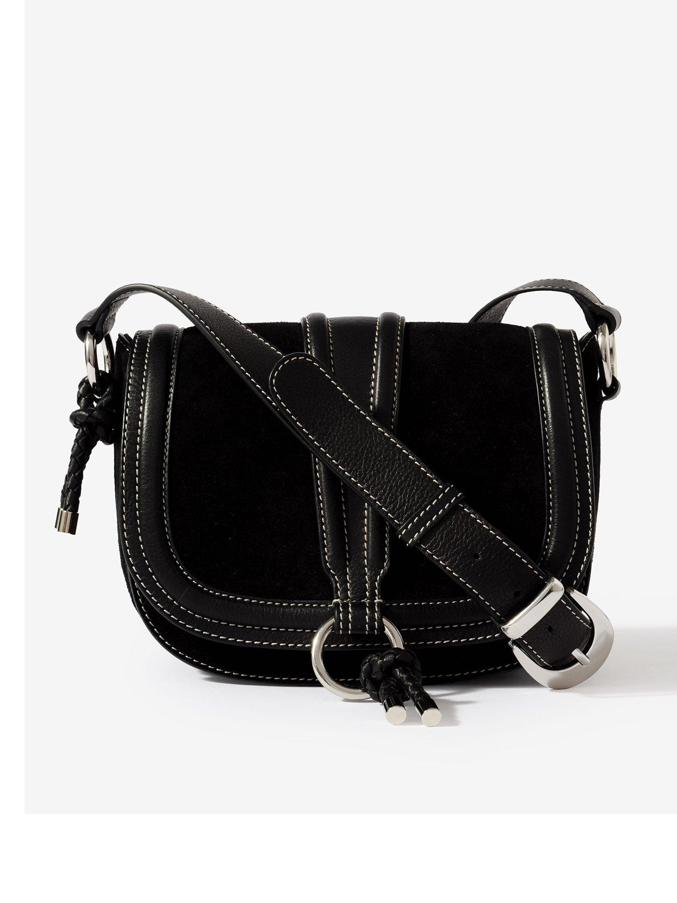 Mint Velvet Harper Suede Saddle Bag - Black