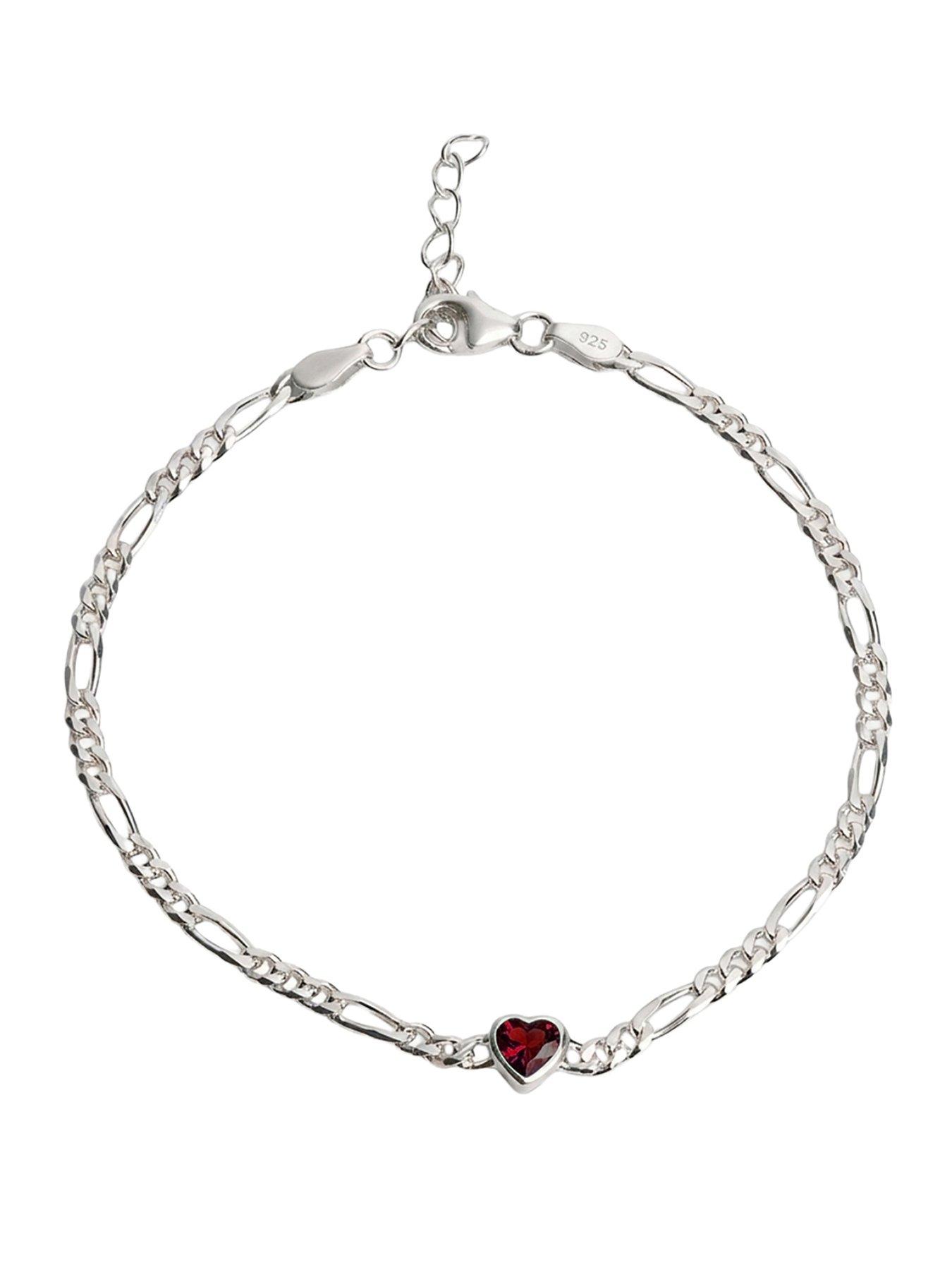 The Love Collection Sterling Silver Birthstone Heart CZ bracelet