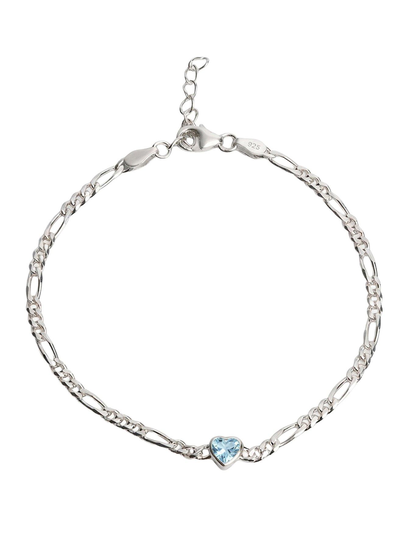 The Love Collection Sterling Silver Birthstone Heart CZ bracelet