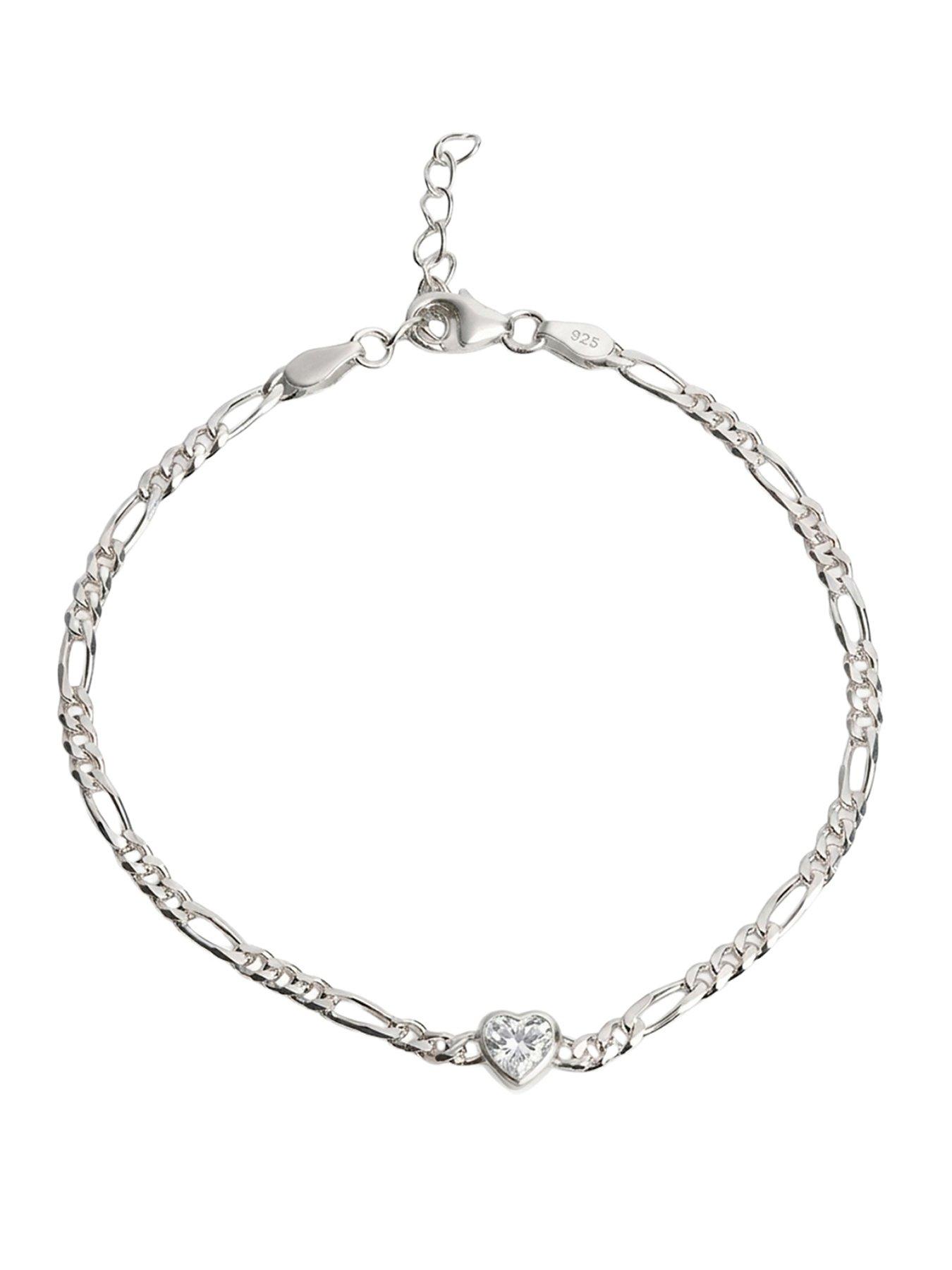 The Love Collection Sterling Silver Birthstone Heart CZ bracelet