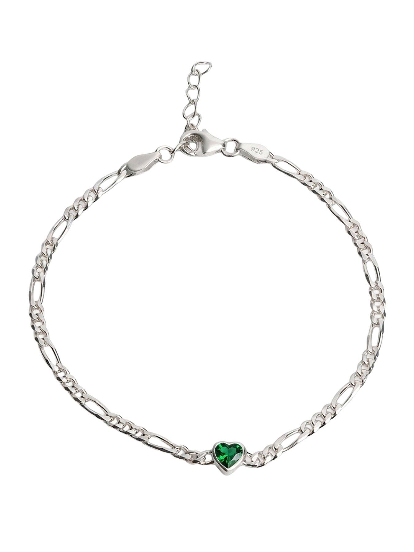 The Love Collection Sterling Silver Birthstone Heart CZ bracelet