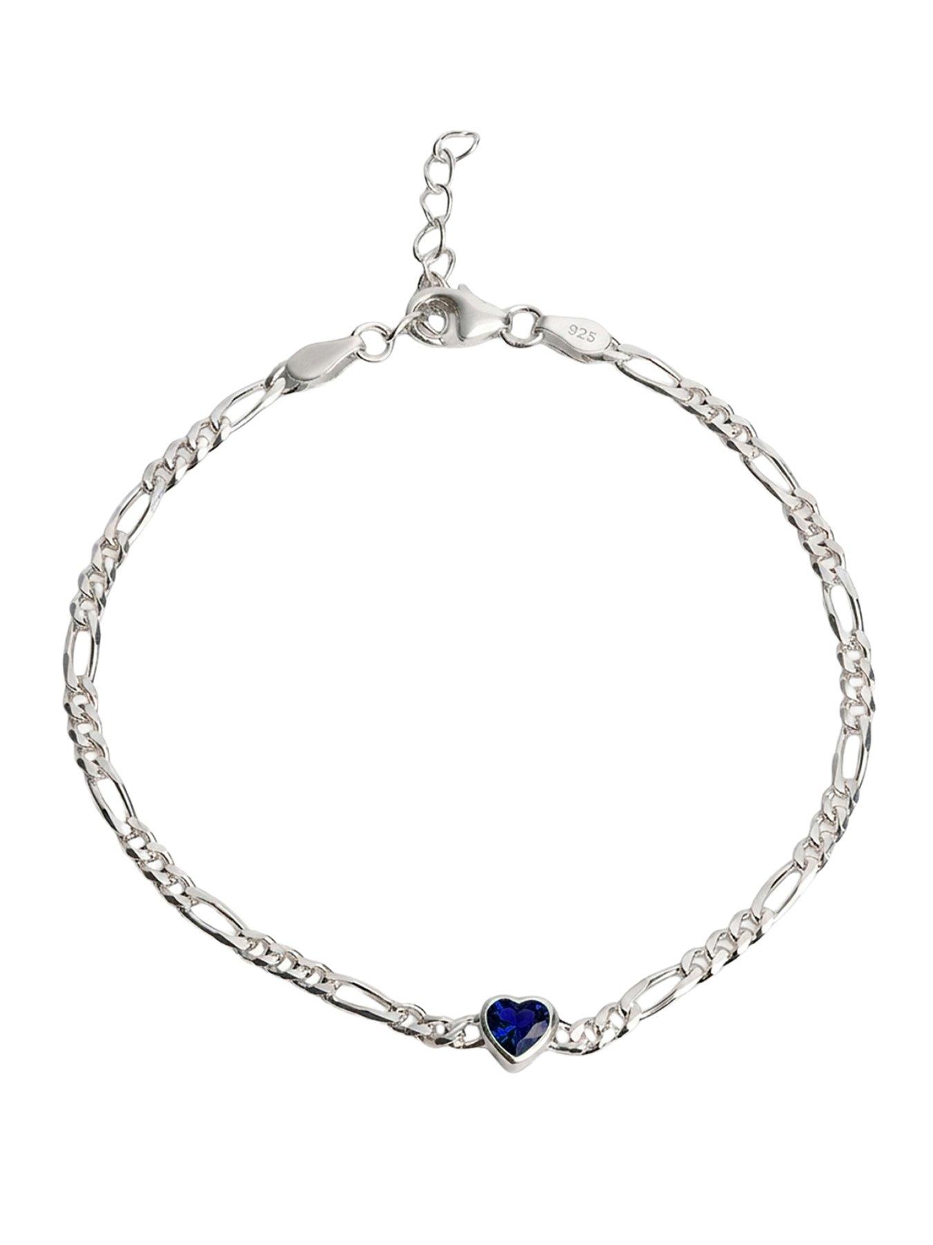 The Love Collection Sterling Silver Birthstone Heart CZ bracelet