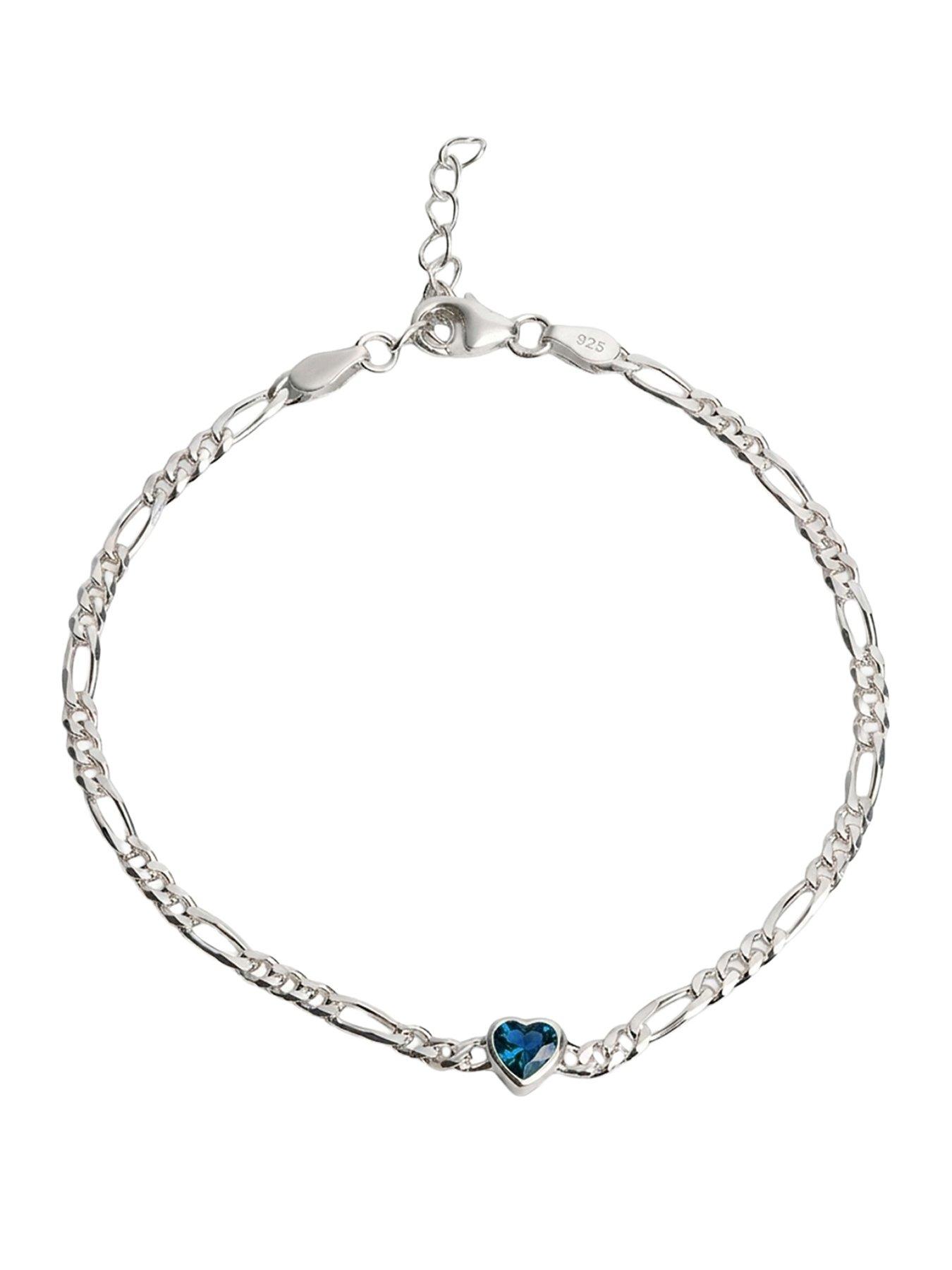 The Love Collection Sterling Silver Birthstone Heart CZ bracelet