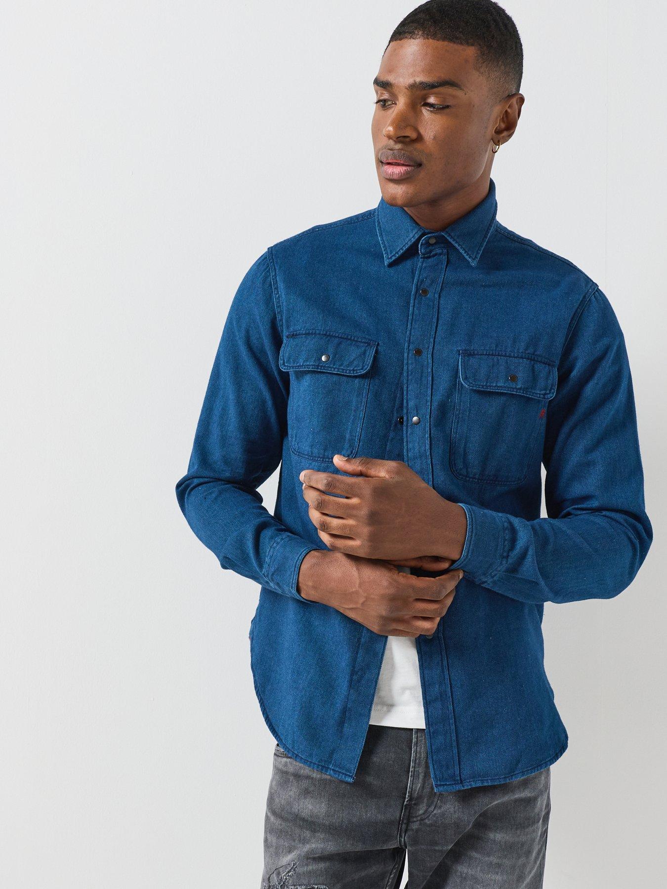 Image 4 of 6 of Replay Replay Denim Regular Fit Shirt - Dark Blue