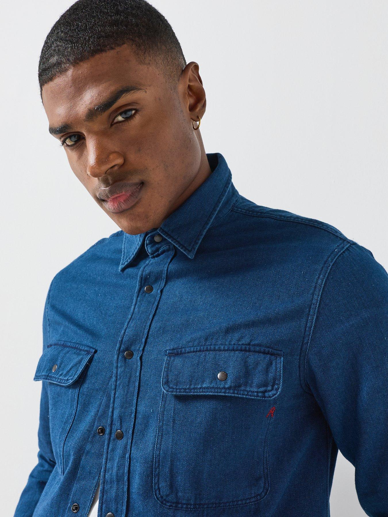 Image 5 of 6 of Replay Replay Denim Regular Fit Shirt - Dark Blue