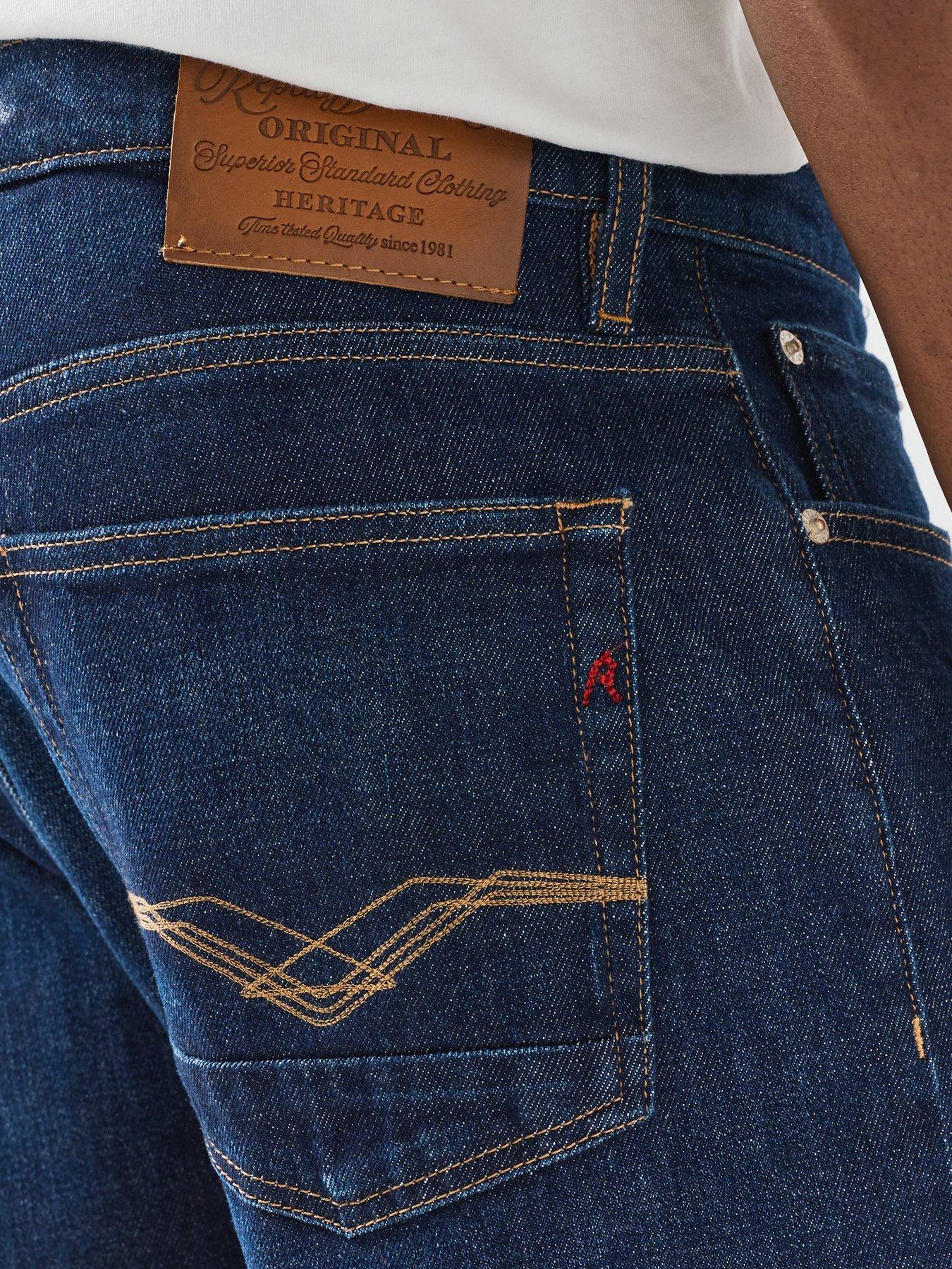 Image 6 of 6 of Replay Replay Aideen New Straight Fit Jeans - Dark Blue