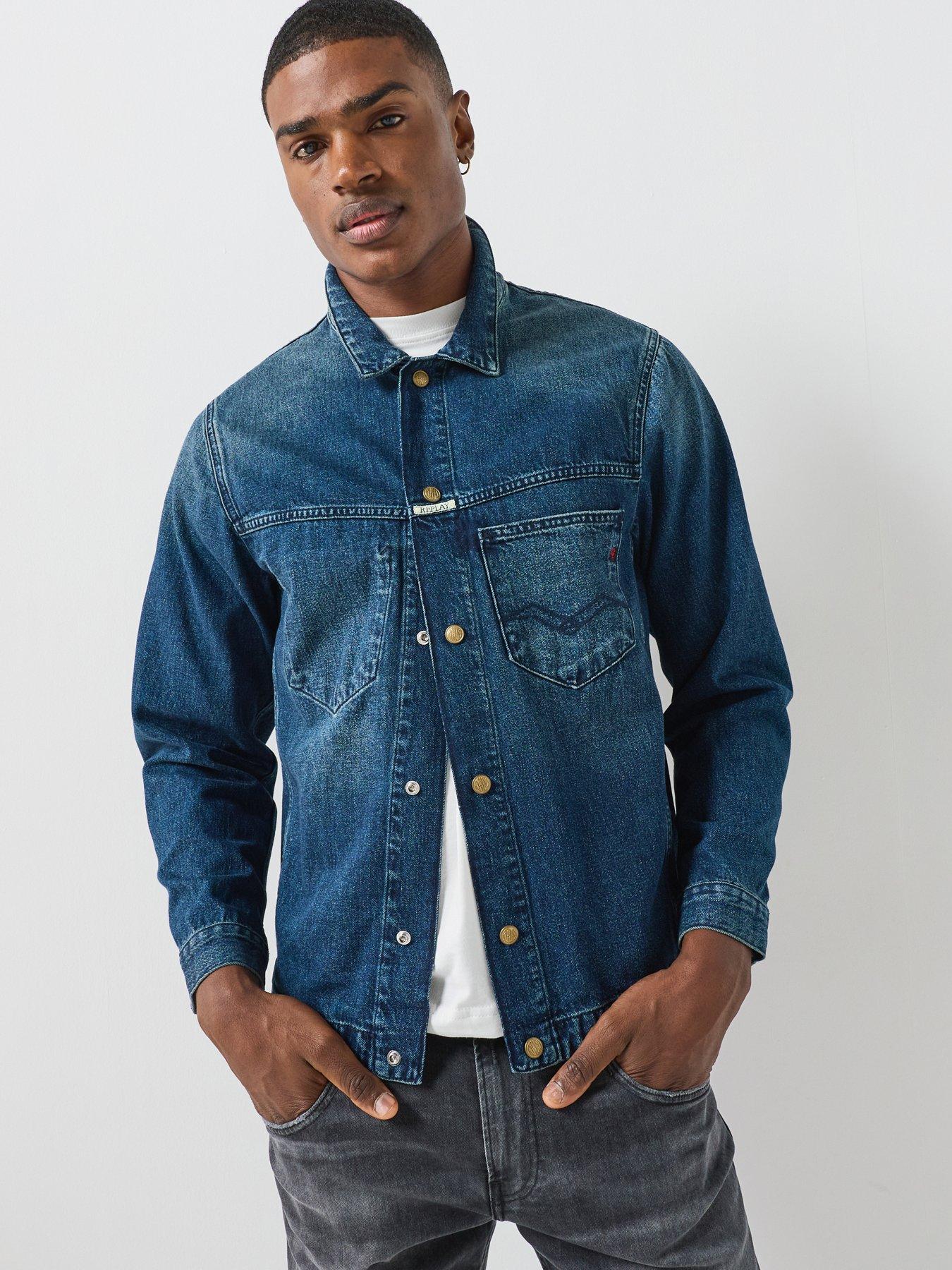 Image 1 of 5 of Replay Replay Relaxed Fit Denim Jacket - Dark Blue
