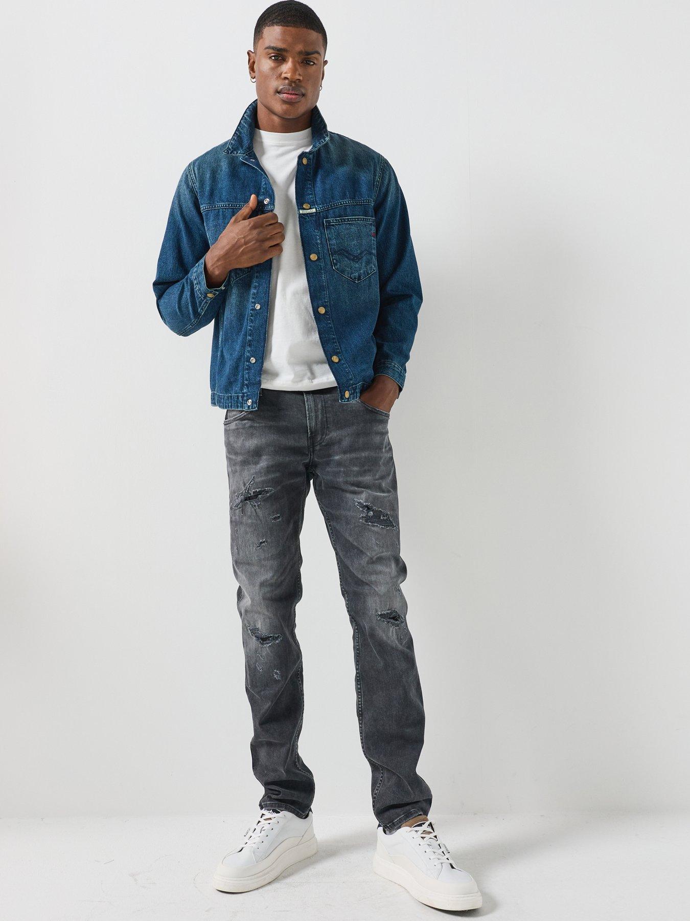 Image 3 of 5 of Replay Replay Relaxed Fit Denim Jacket - Dark Blue