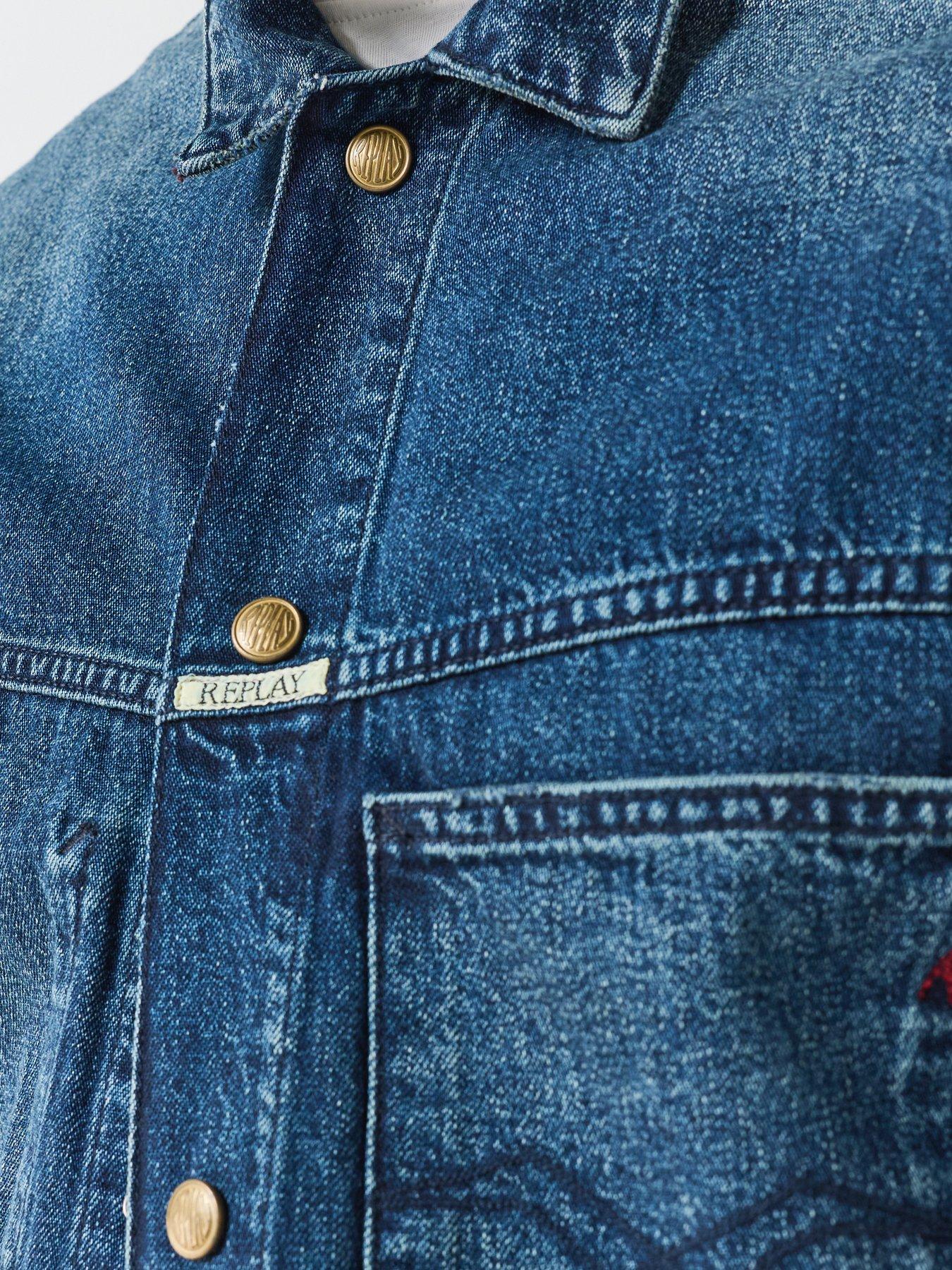 Image 5 of 5 of Replay Replay Relaxed Fit Denim Jacket - Dark Blue