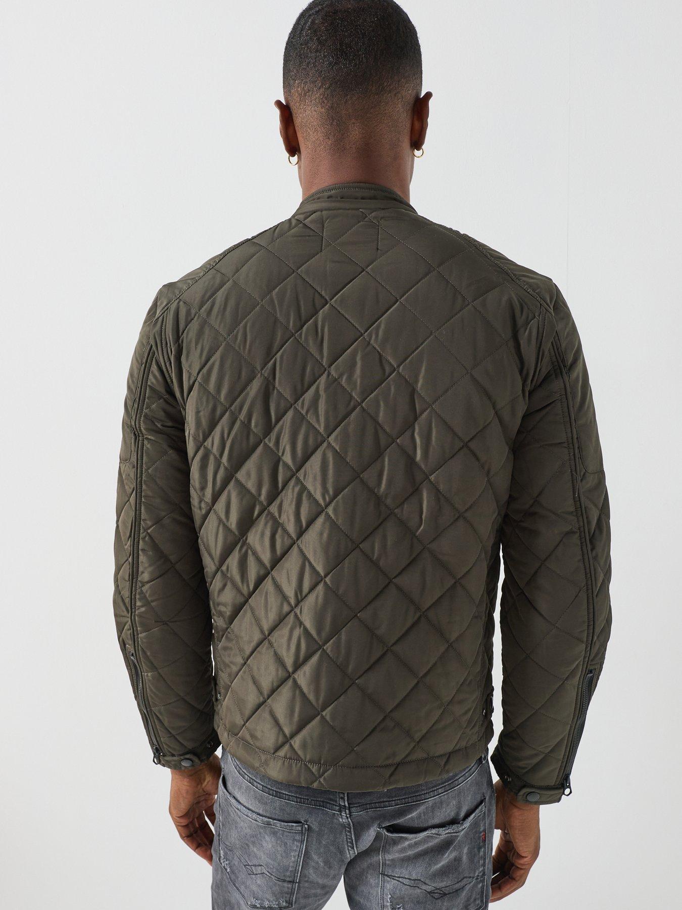 Image 2 of 6 of Replay Replay Biker Quilted Regular Fit Jacket - Dark Green