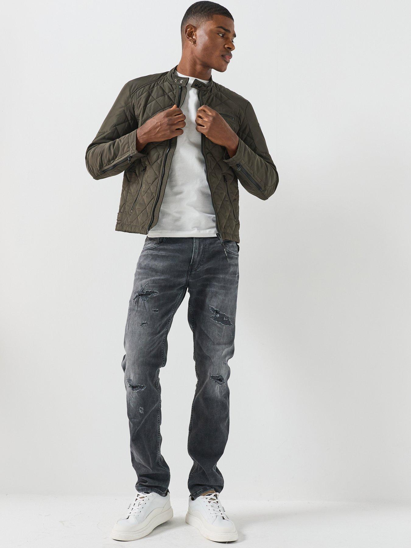 Image 3 of 6 of Replay Replay Biker Quilted Regular Fit Jacket - Dark Green