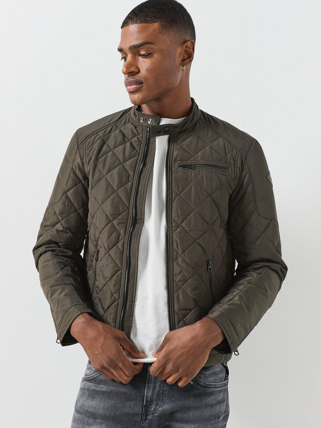 Image 4 of 6 of Replay Replay Biker Quilted Regular Fit Jacket - Dark Green