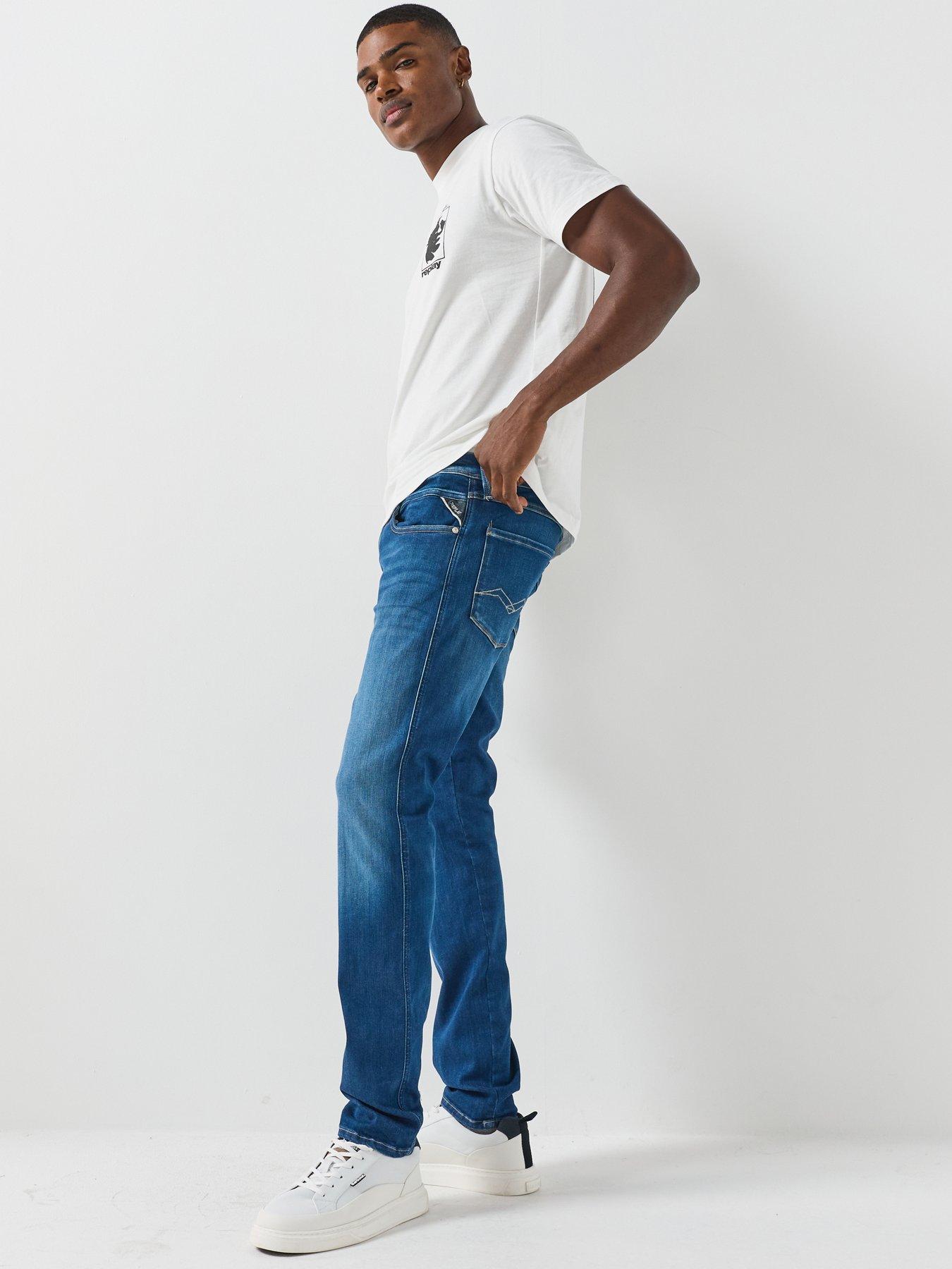 Image 4 of 6 of Replay Replay Hyperflex Anbass Slim Fit Jeans - Dark Blue