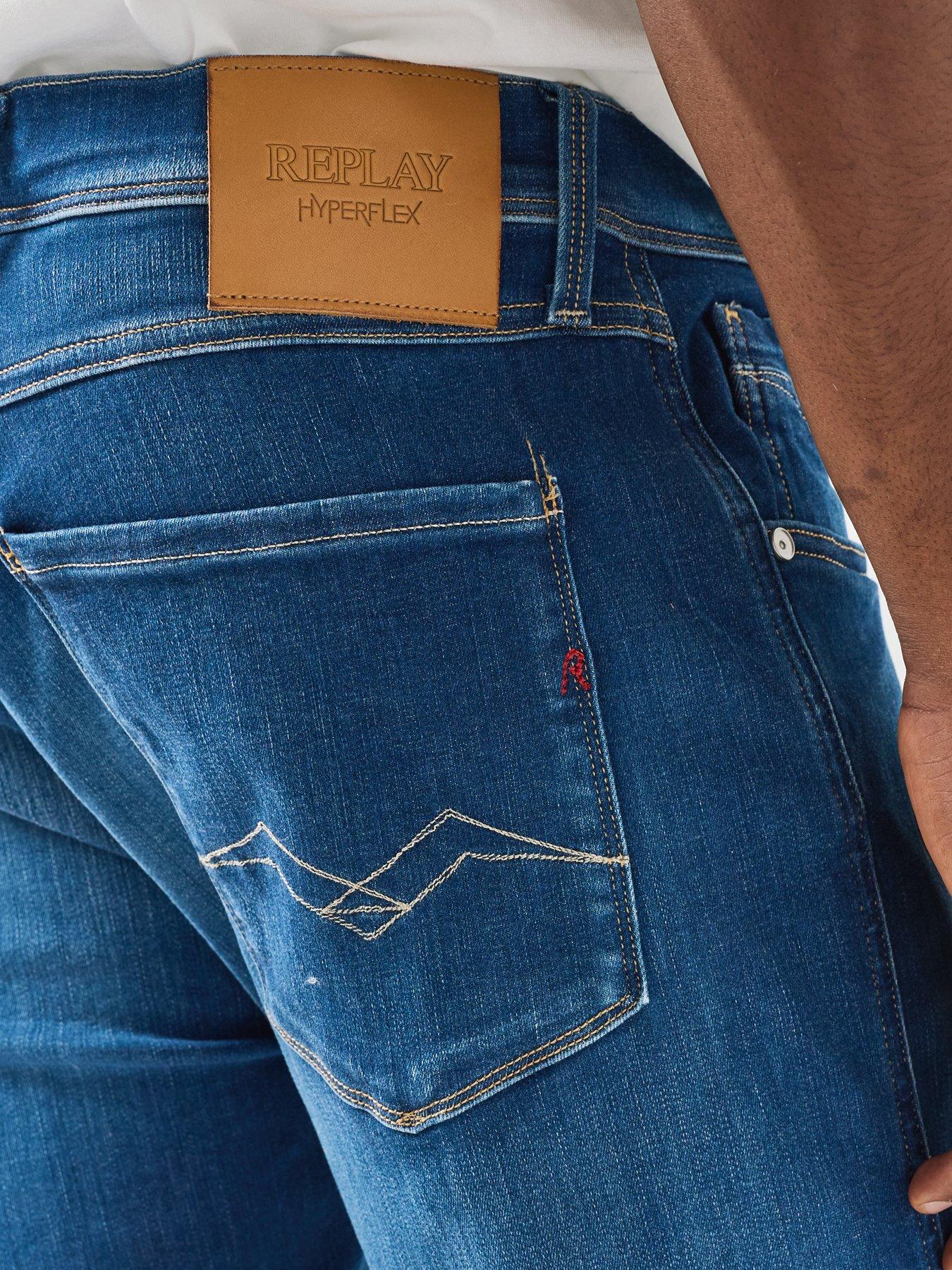 Image 6 of 6 of Replay Replay Hyperflex Anbass Slim Fit Jeans - Dark Blue
