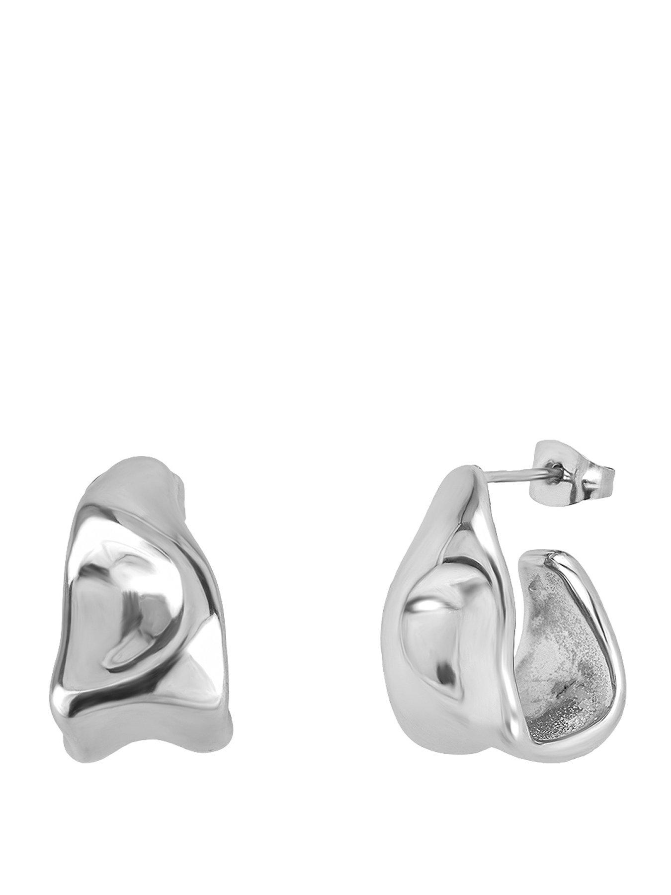 The Love Collection Stainless Steel Sculptural Molten Earrings
