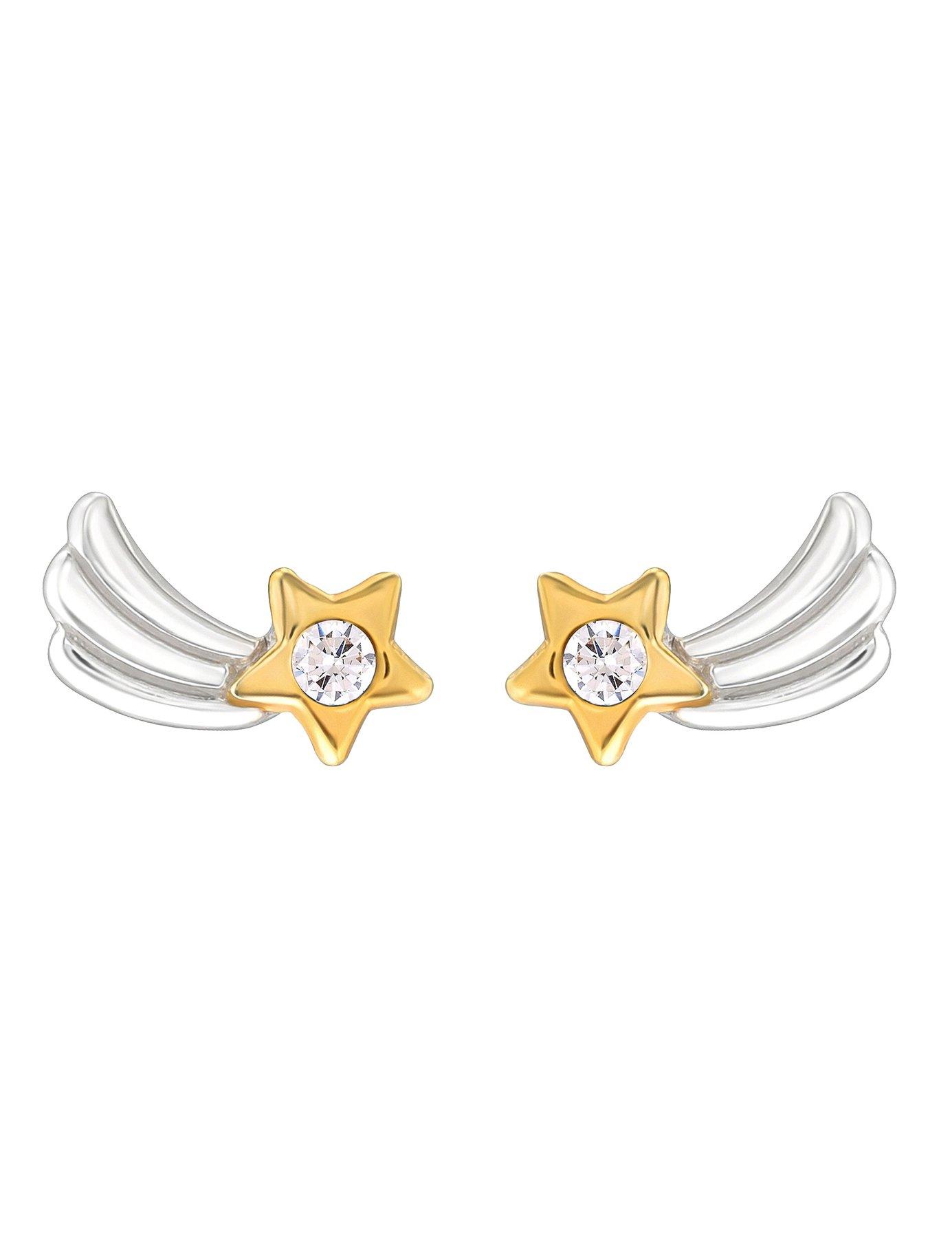 Image 3 of 6 of The Love Collection Serling Silver Two Tone Star Studs with Gingerbread Novelty Box