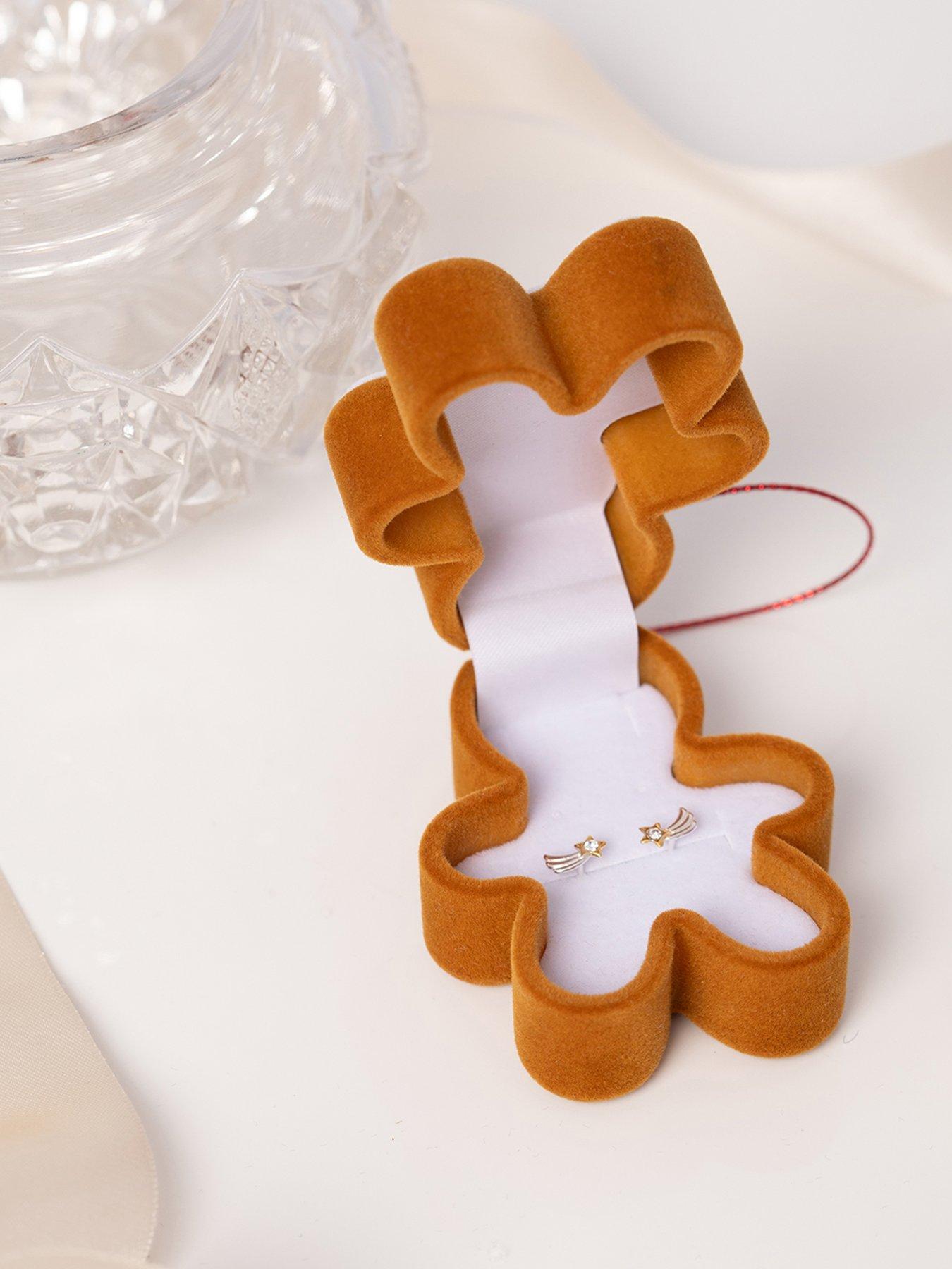 Image 4 of 6 of The Love Collection Serling Silver Two Tone Star Studs with Gingerbread Novelty Box