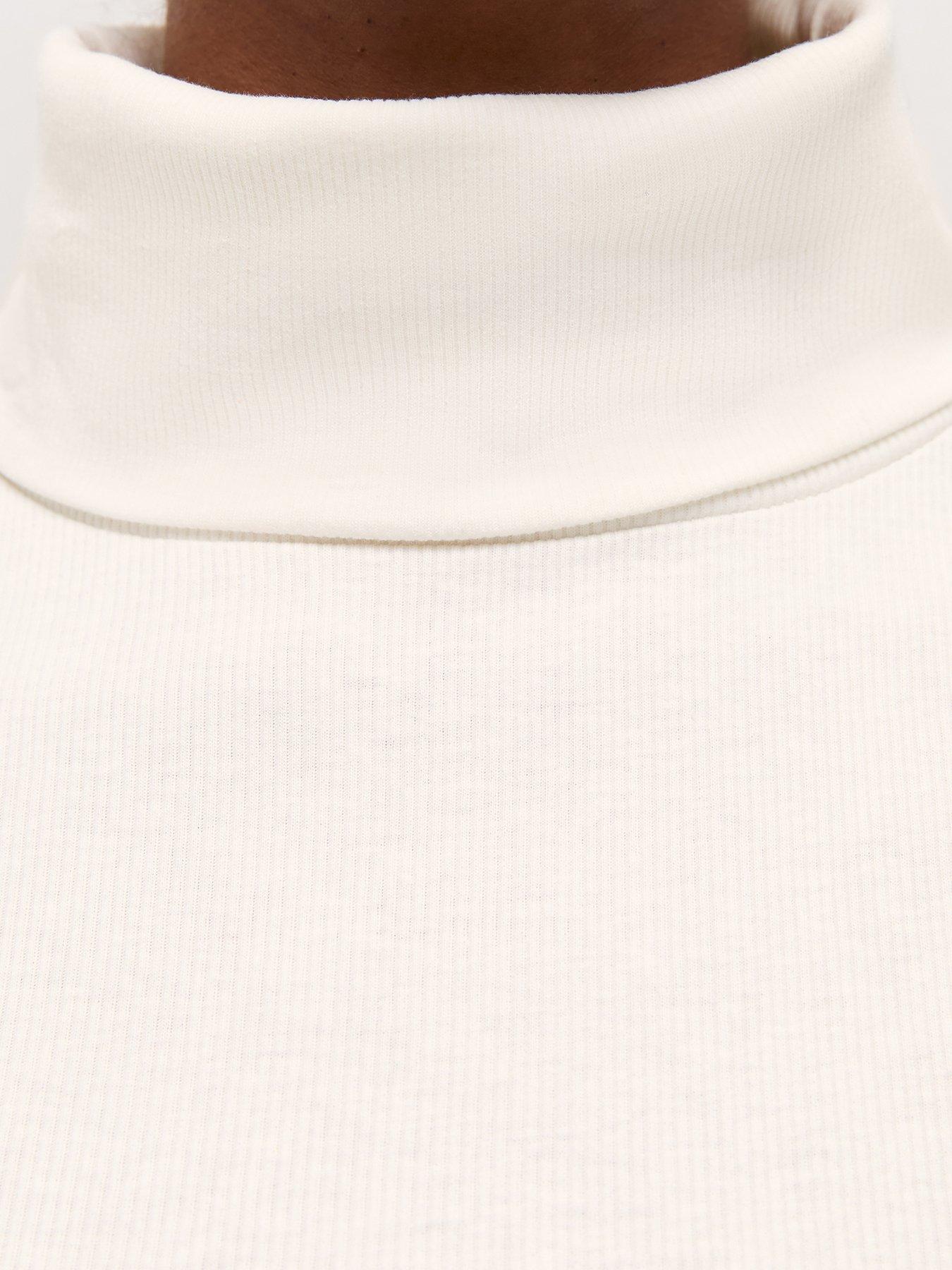 Image 5 of 5 of New Look Cream Cotton Rich Ribbed Roll Neck Top