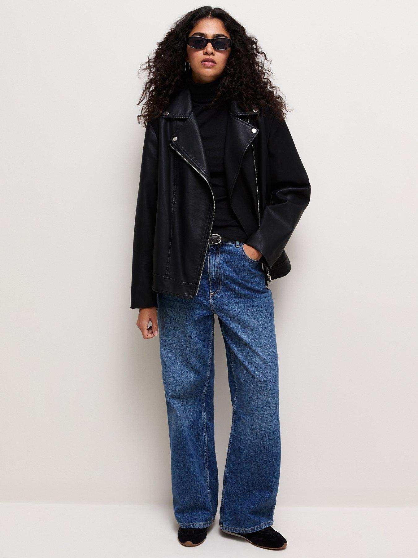 Image 3 of 5 of New Look Womens Ribbed Roll Neck Long Sleeve Blouse - Black