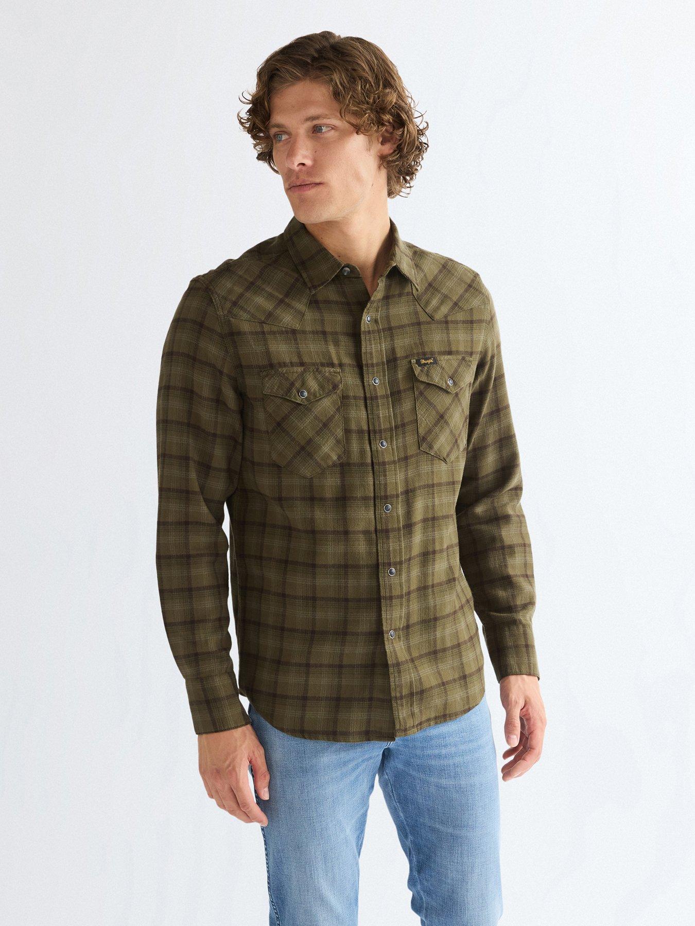 Wrangler Wrangler Western Check Long Sleeve Shirt - Green