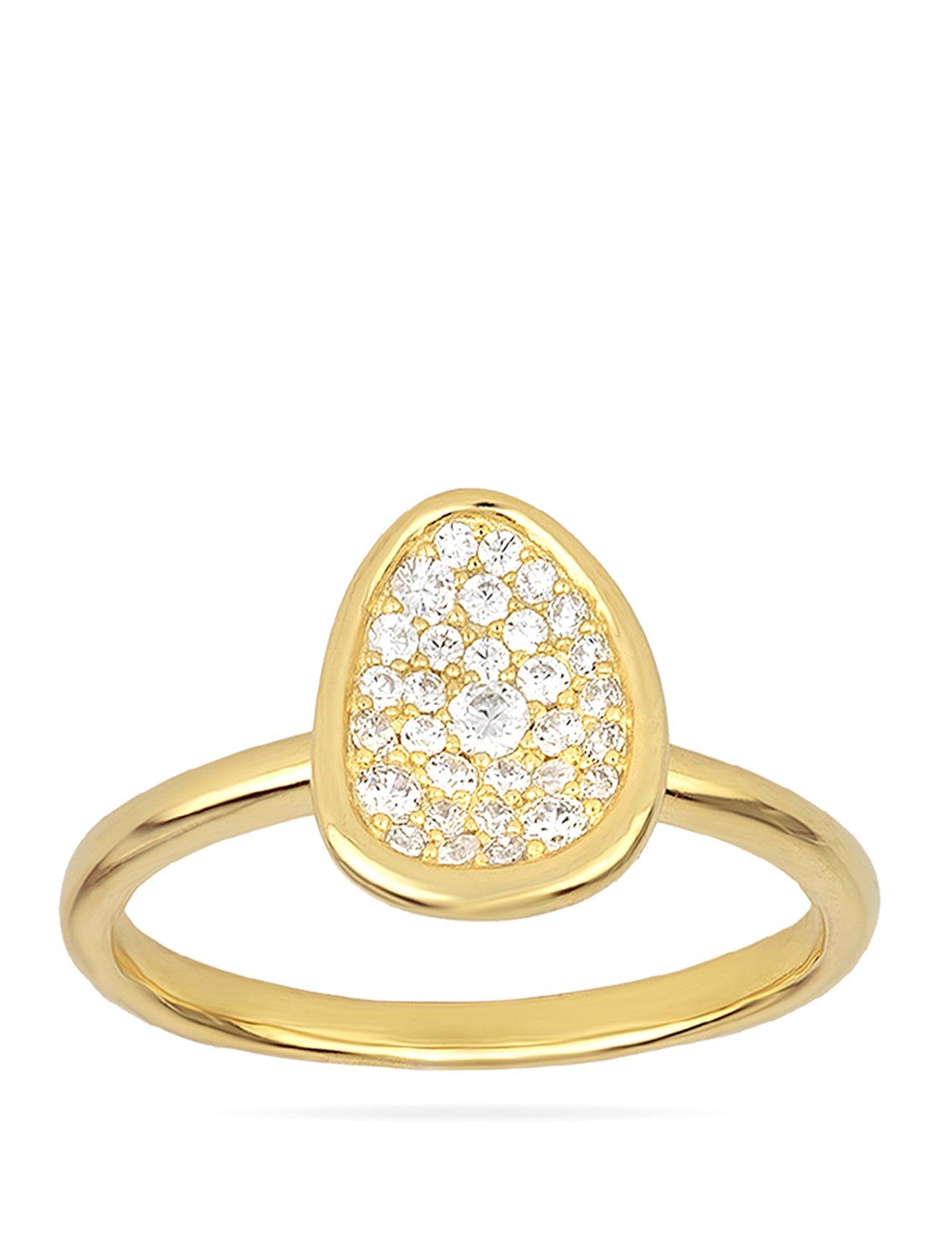 Image 1 of 6 of The Love Collection Gold Plated Sterling Silver Pave CZ Pebble Ring