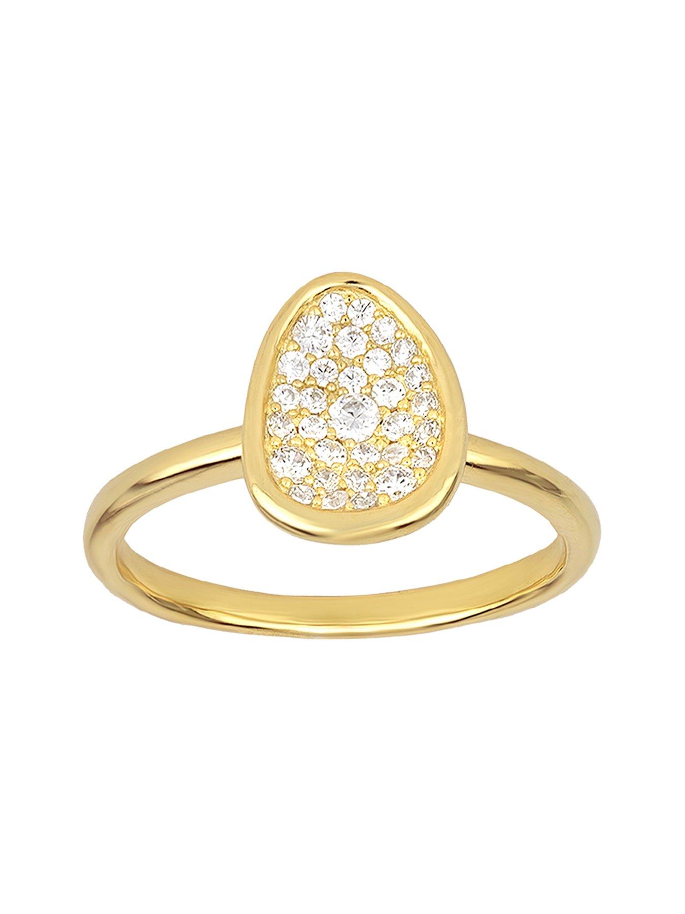 Image 4 of 6 of The Love Collection Gold Plated Sterling Silver Pave CZ Pebble Ring