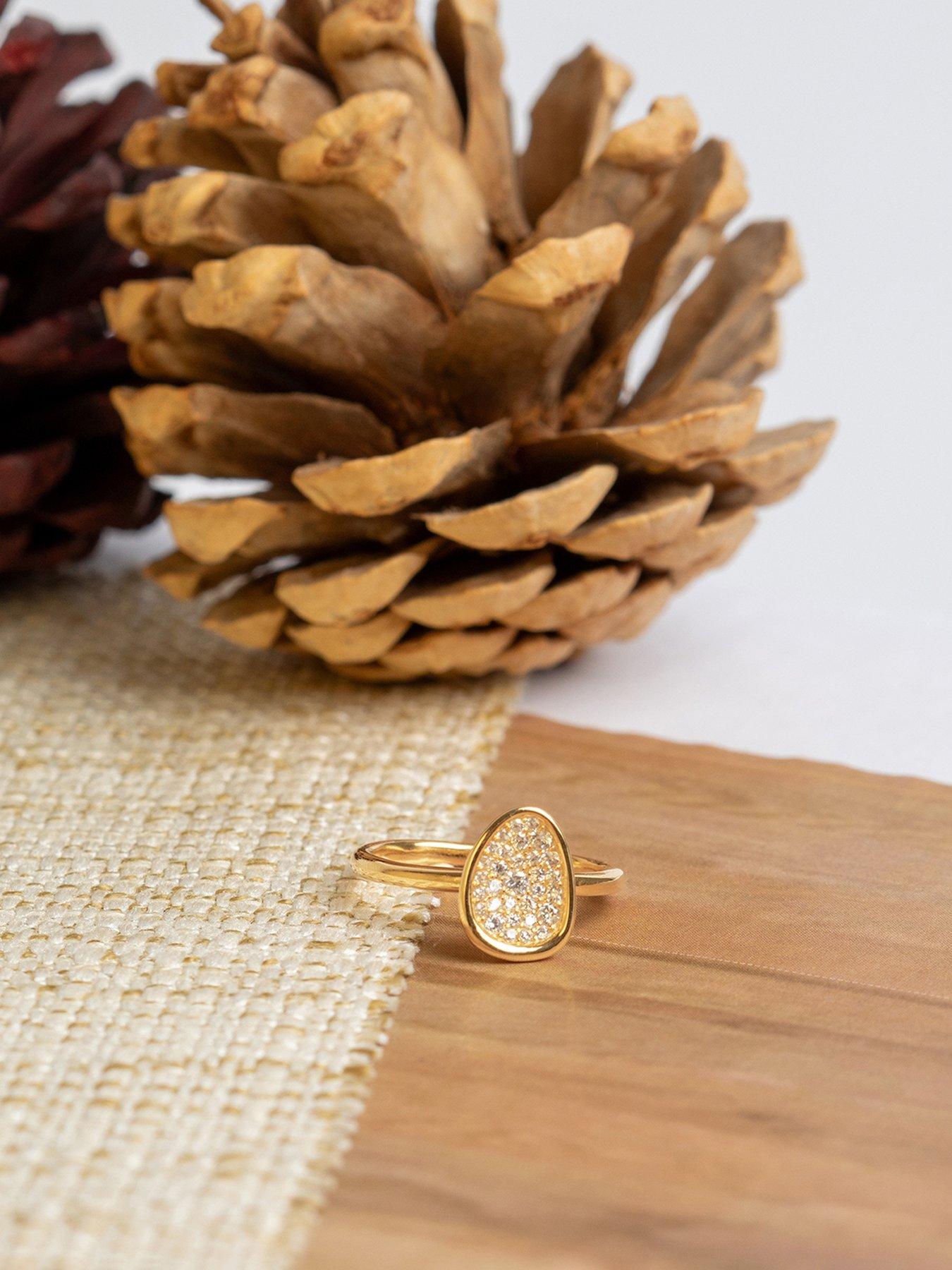 Image 6 of 6 of The Love Collection Gold Plated Sterling Silver Pave CZ Pebble Ring