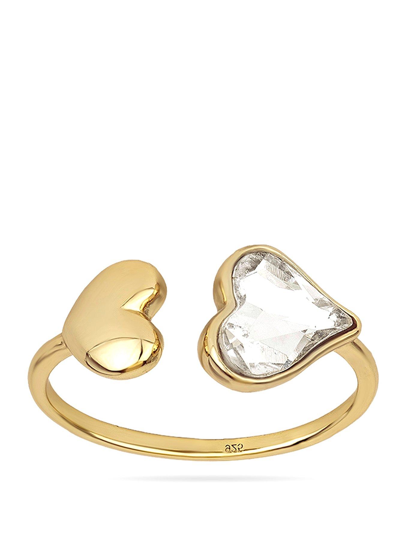The Love Collection Gold Plated Sterling Silver CZ Heart Ring