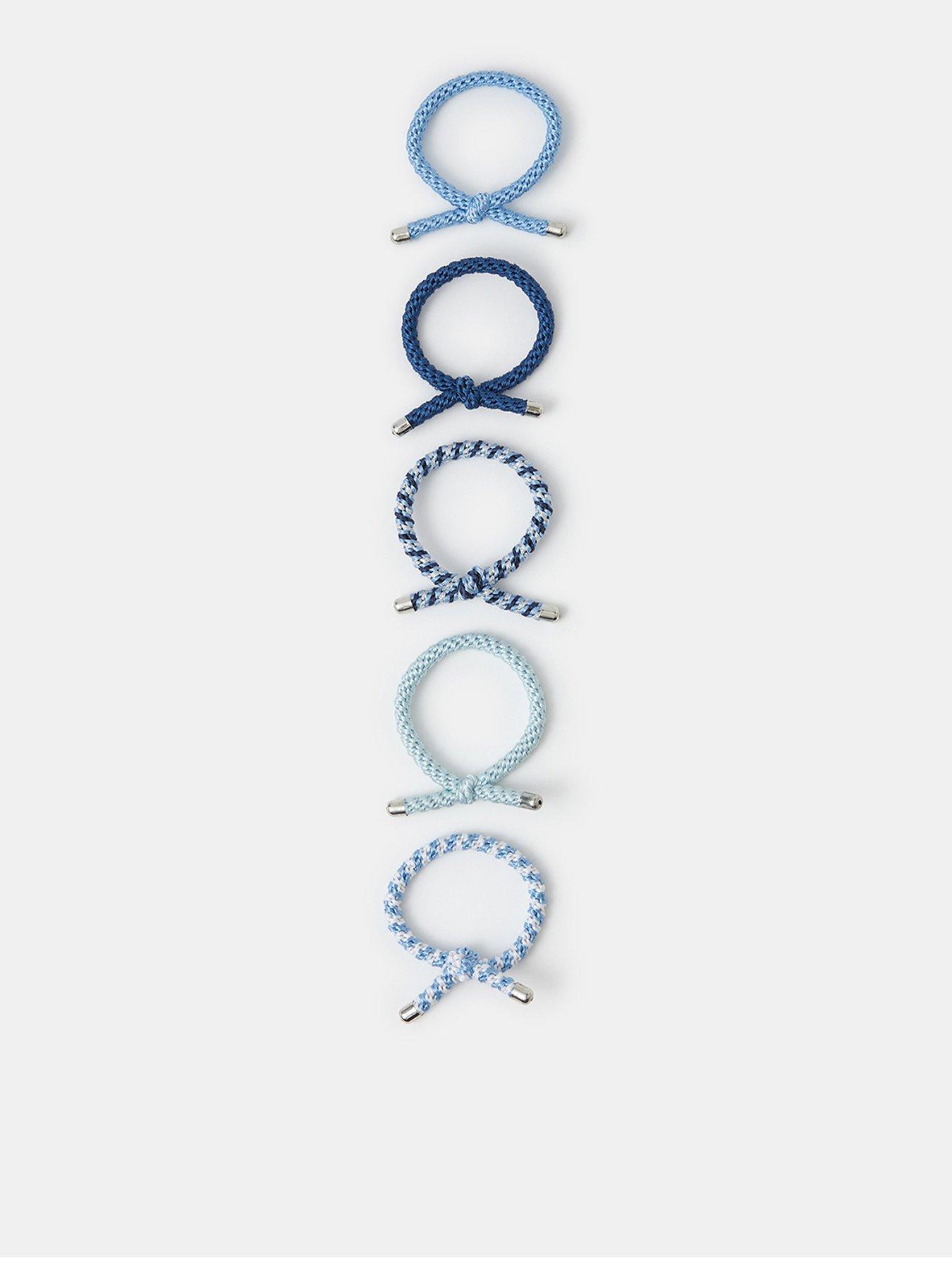 Accessorize Knot Cord Hair Tie Set 5 Pack - Blue