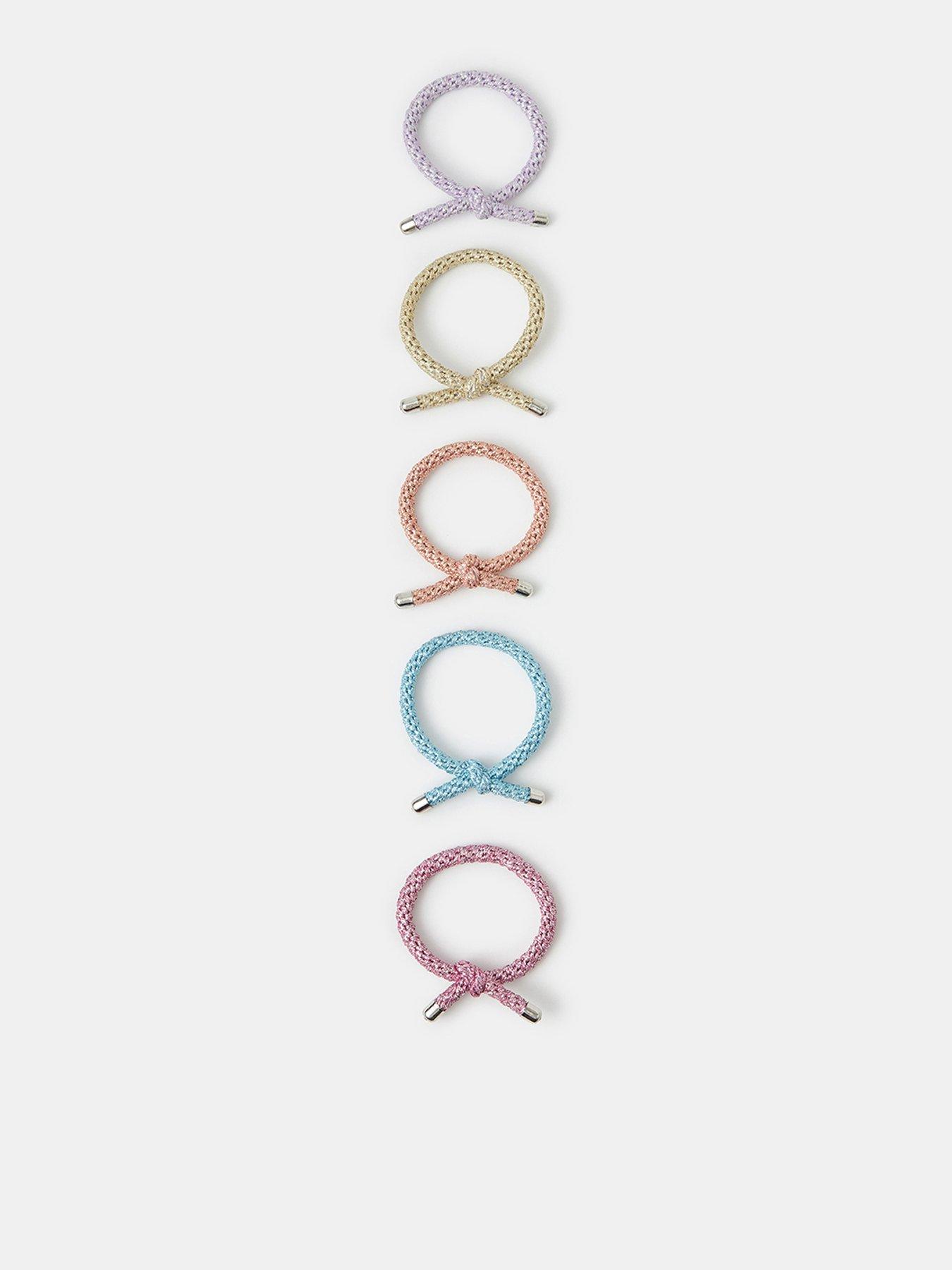 Image 1 of 2 of Accessorize Metallic Knot Cord Hair Tie Set 5 Pack - Multi