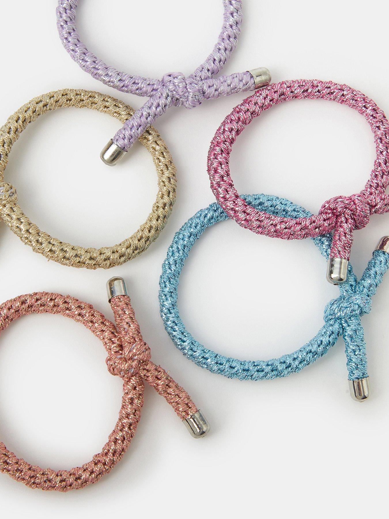 Image 2 of 2 of Accessorize Metallic Knot Cord Hair Tie Set 5 Pack - Multi