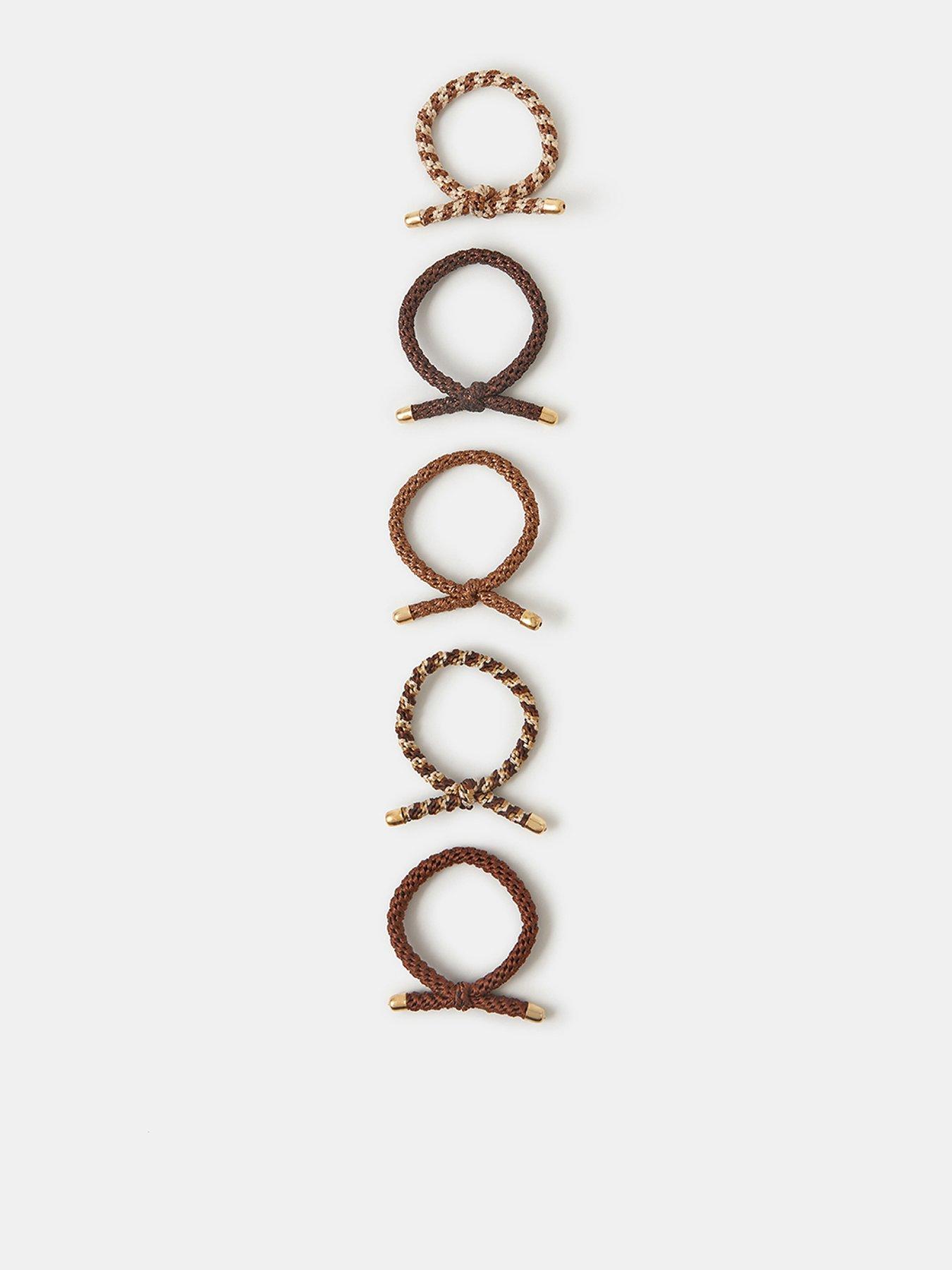 Accessorize Chocolate Knot Cord Hair Tie Set 5 Pack - Brown