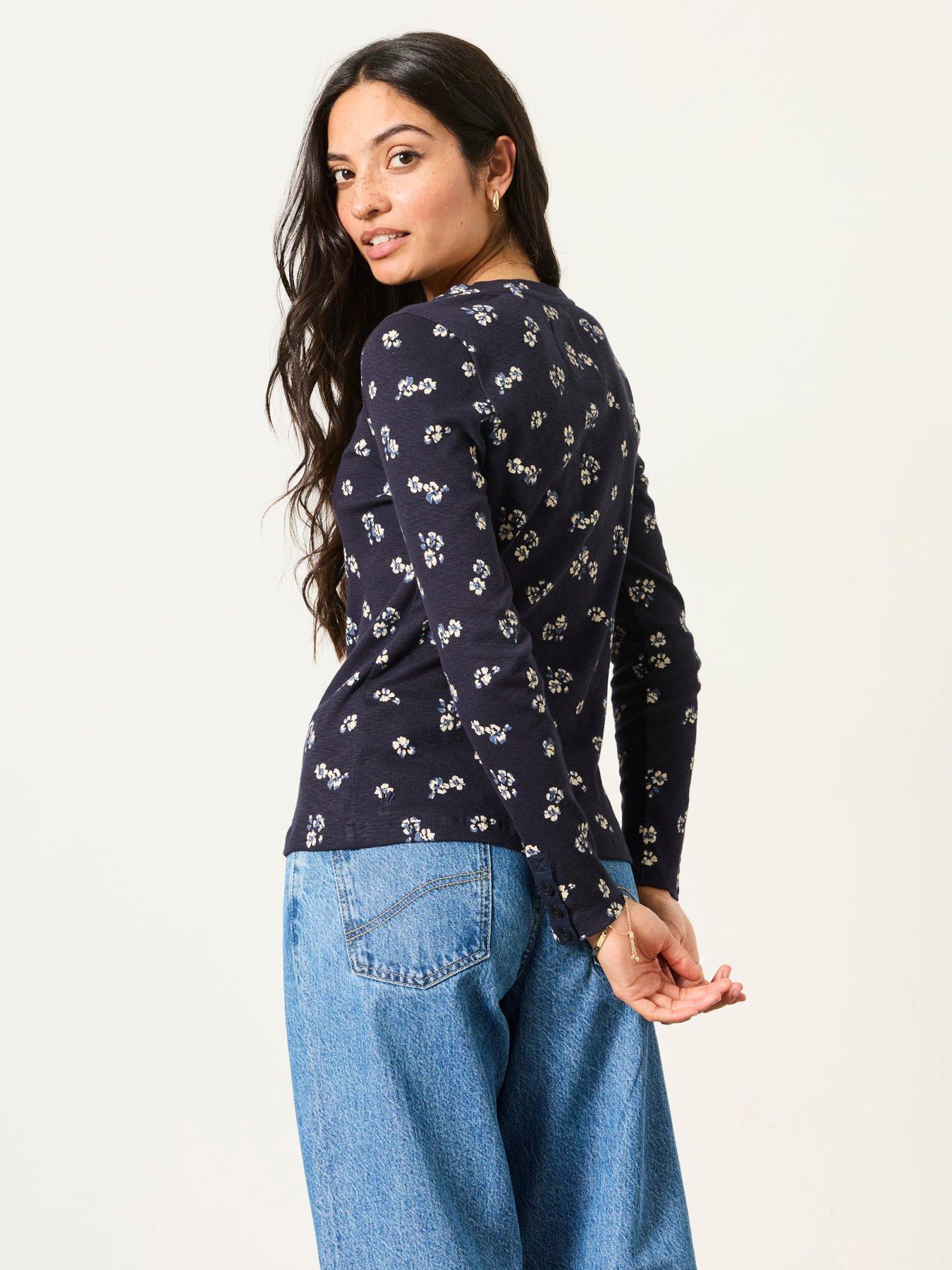 Image 2 of 6 of FatFace Women's Callie Ditsy Floral Long Sleeve Top - Navy