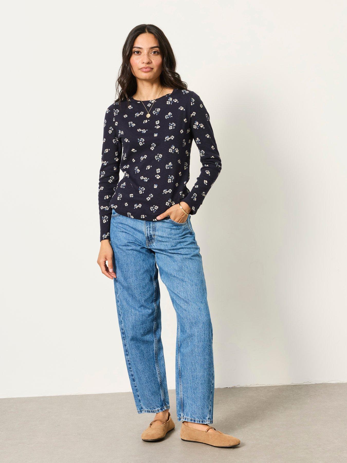 Image 3 of 6 of FatFace Women's Callie Ditsy Floral Long Sleeve Top - Navy