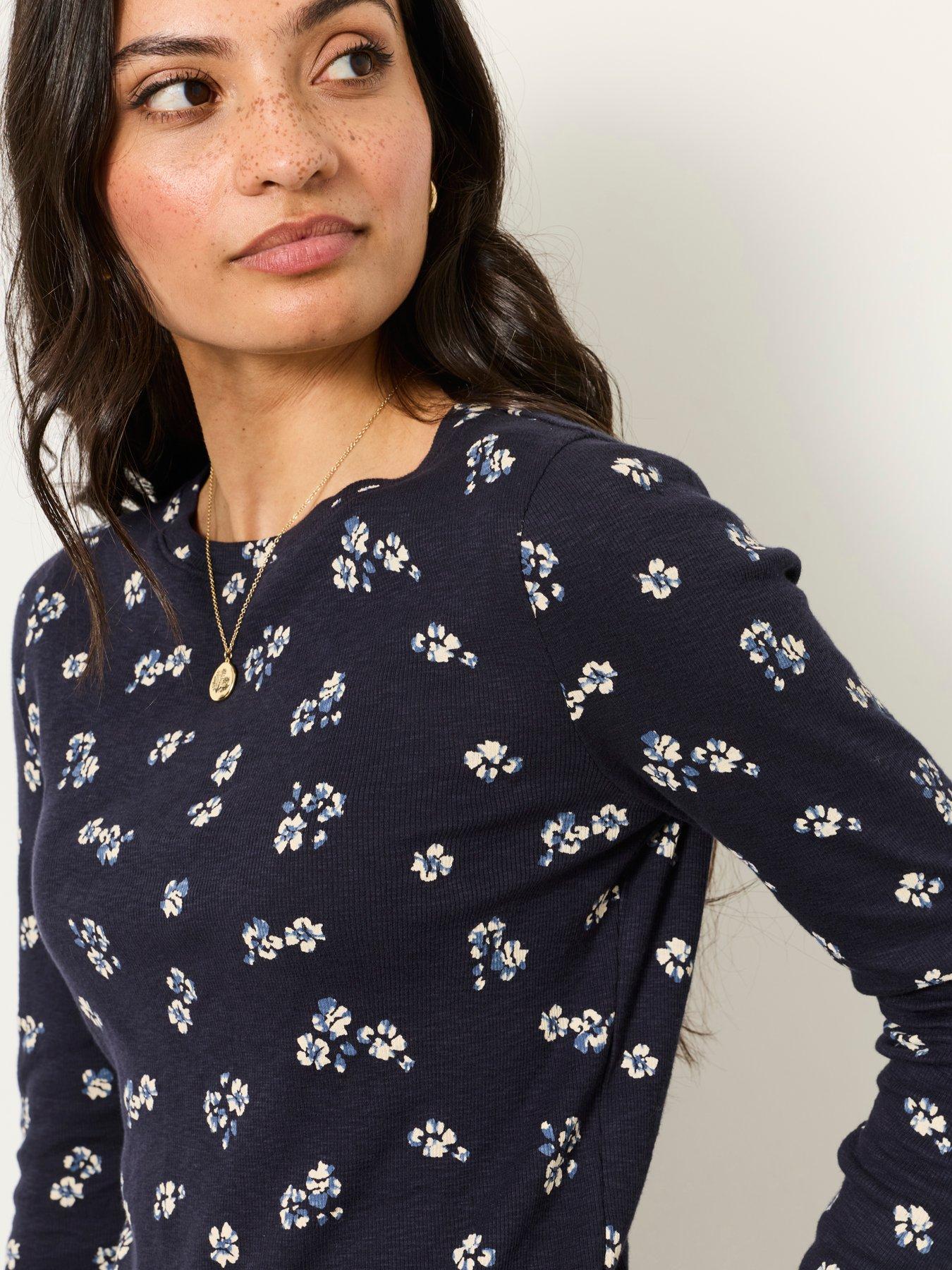Image 4 of 6 of FatFace Women's Callie Ditsy Floral Long Sleeve Top - Navy