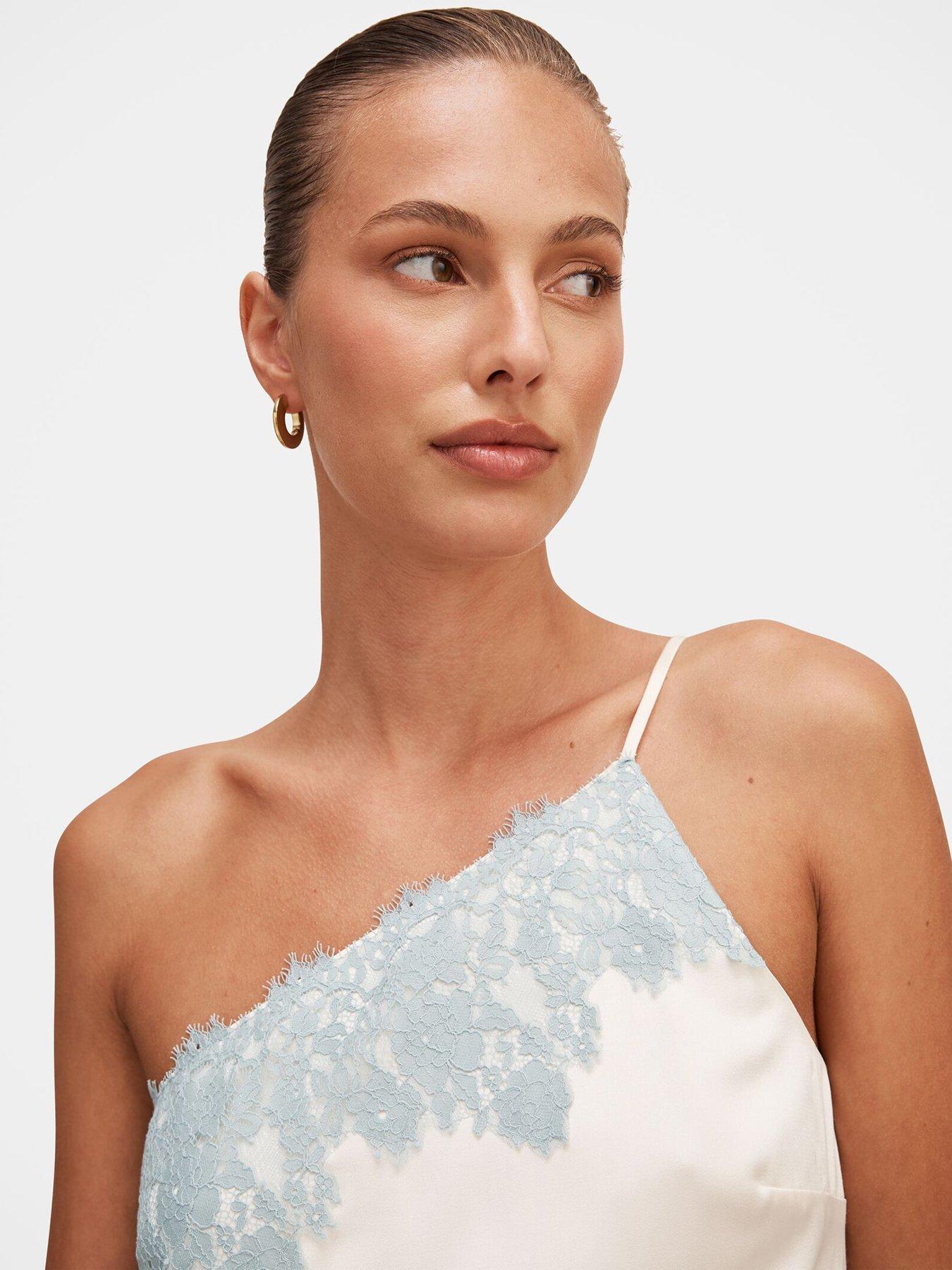 Image 5 of 7 of Forever New Adele One Shoulder Lace Trim Top - Beige